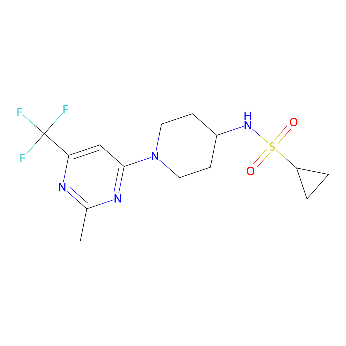 N-{1-[2-methyl-6-(trifluoromethyl)pyrimidin-4-yl]piperidin-4-yl}cyclopropanesulfonamide molecular structure, CAS 2034349-49-8