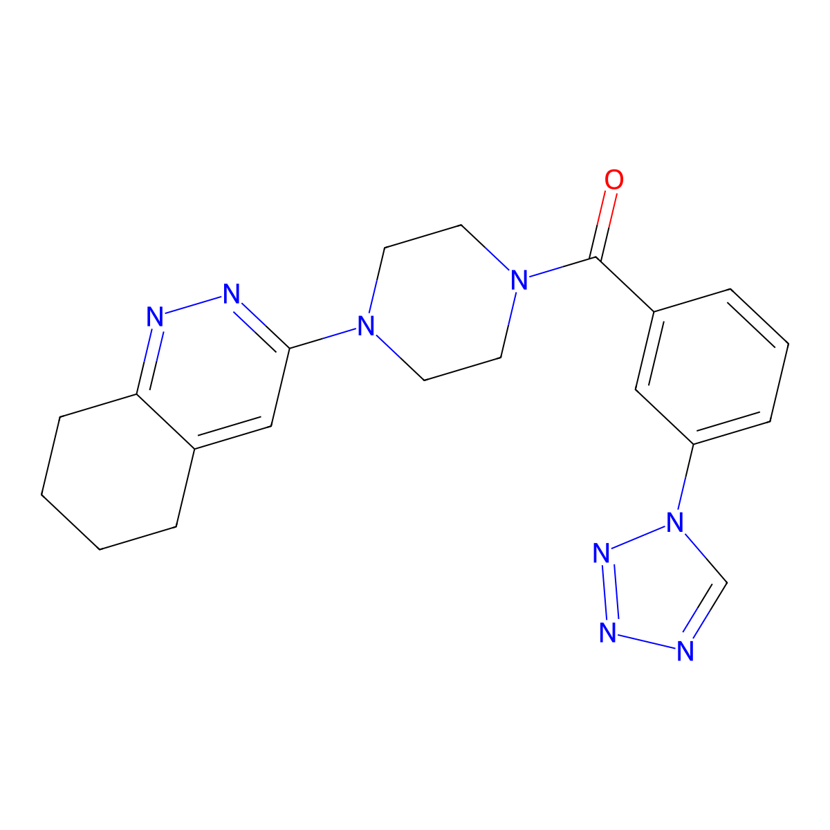 (3-(1H-tetrazol-1-yl)phenyl)(4-(5,6,7,8-tetrahydrocinnolin-3-yl)piperazin-1-yl)methanone molecular structure, CAS 2034349-53-4
