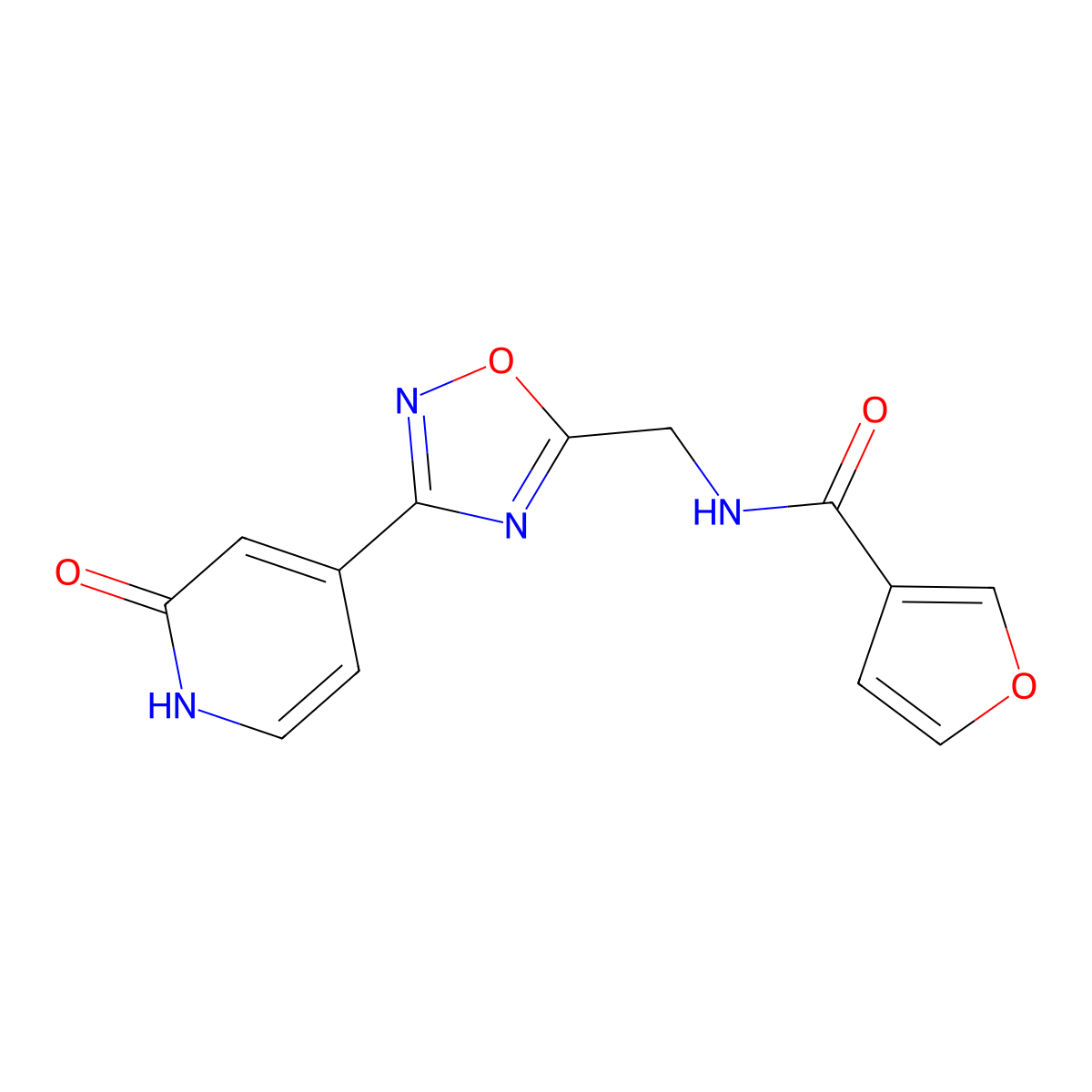 N-((3-(2-oxo-1,2-dihydropyridin-4-yl)-1,2,4-oxadiazol-5-yl)methyl)furan-3-carboxamide molecular structure, CAS 2034349-56-7