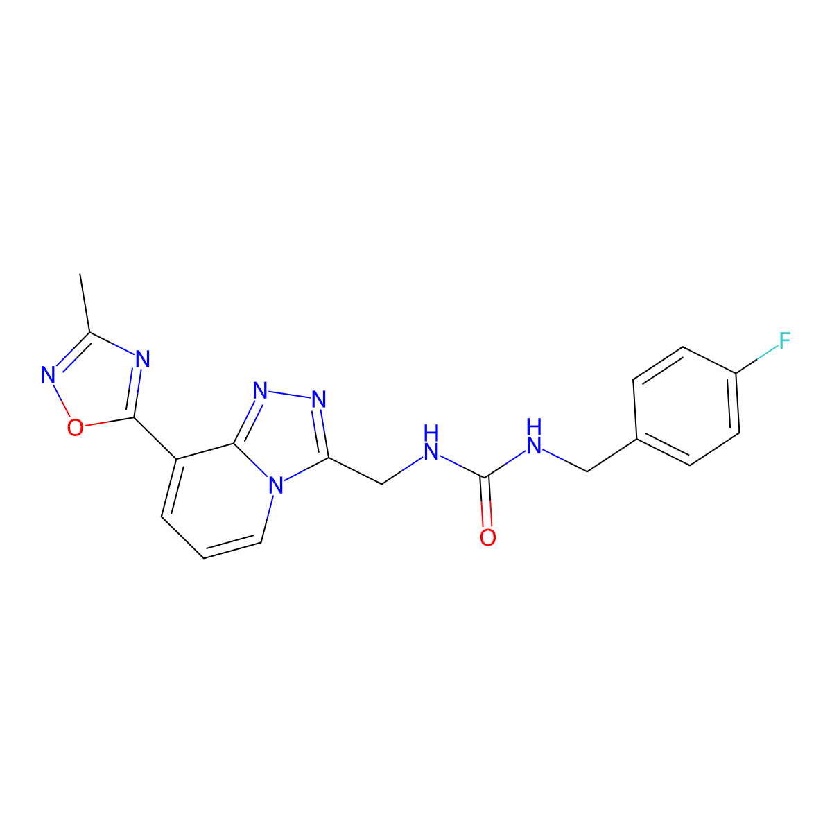 1-(4-Fluorobenzyl)-3-((8-(3-methyl-1,2,4-oxadiazol-5-yl)-[1,2,4]triazolo[4,3-a]pyridin-3-yl)methyl)urea molecular structure, CAS 2034349-59-0