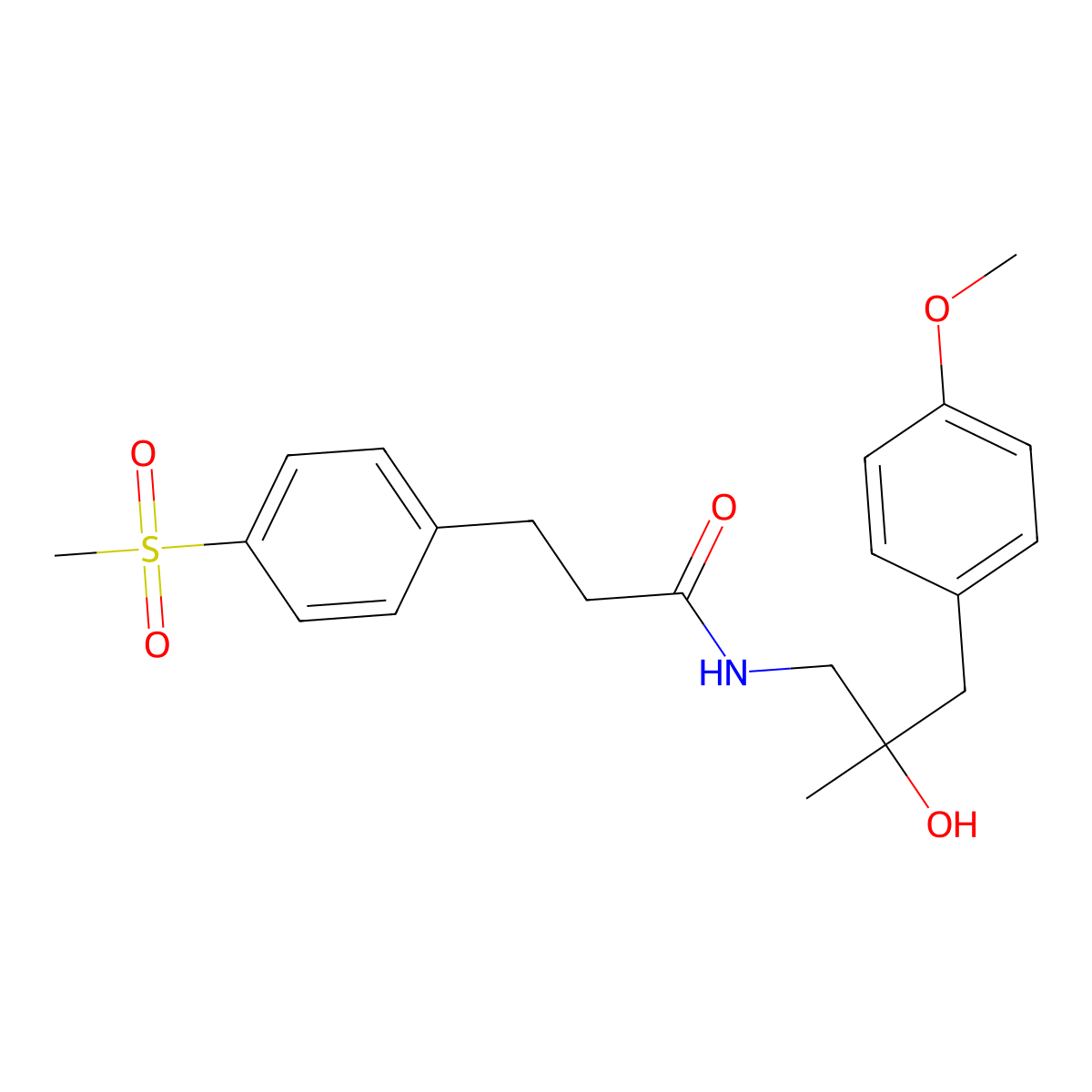 N-(2-hydroxy-3-(4-methoxyphenyl)-2-methylpropyl)-3-(4-(methylsulfonyl)phenyl)propanamide molecular structure, CAS 2034349-60-3