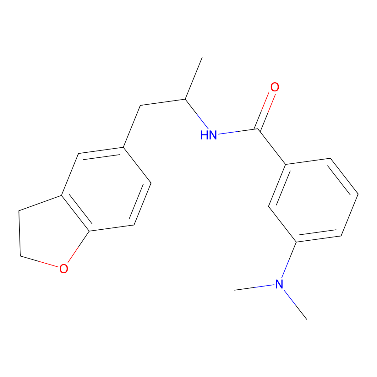 N-(1-(2,3-dihydrobenzofuran-5-yl)propan-2-yl)-3-(dimethylamino)benzamide molecular structure, CAS 2034349-61-4