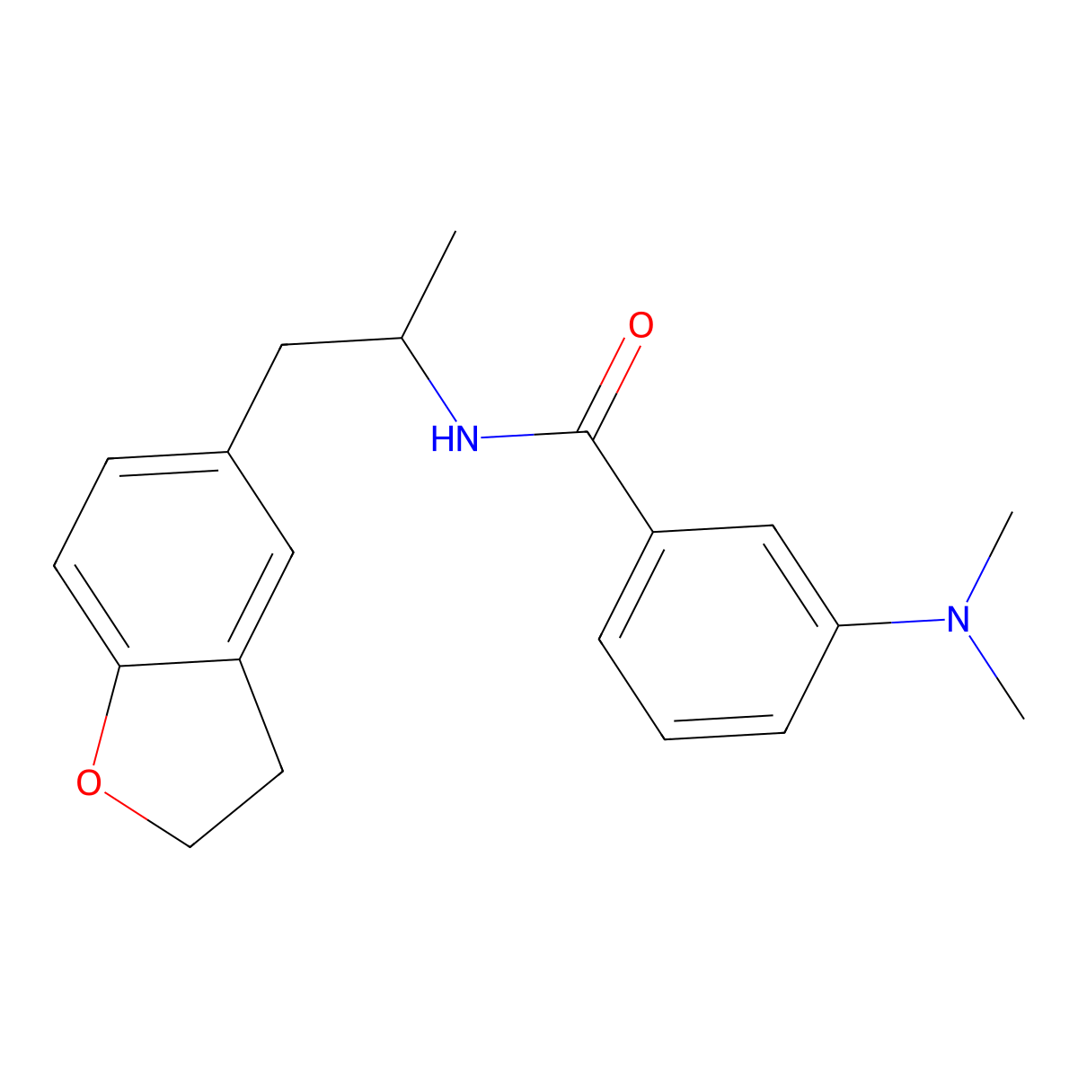 N-(1-(2,3-dihydrobenzofuran-5-yl)propan-2-yl)-3-(dimethylamino)benzamide molecular structure, CAS 2034349-61-4