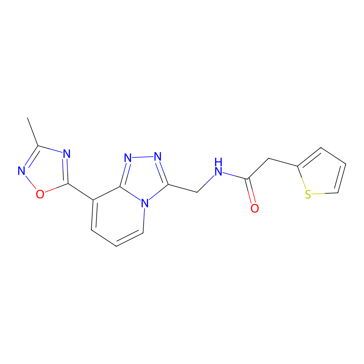 N-{[8-(3-methyl-1,2,4-oxadiazol-5-yl)-[1,2,4]triazolo[4,3-a]pyridin-3-yl]methyl}-2-(thiophen-2-yl)acetamide molecular structure, CAS 2034349-64-7