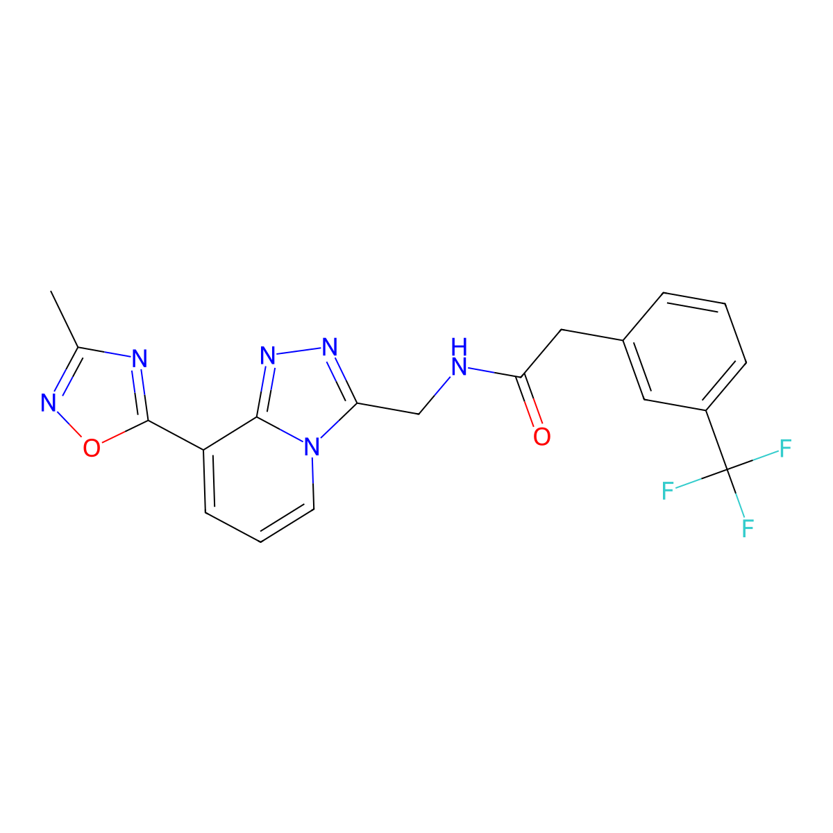 N-((8-(3-methyl-1,2,4-oxadiazol-5-yl)-[1,2,4]triazolo[4,3-a]pyridin-3-yl)methyl)-2-(3-(trifluoromethyl)phenyl)acetamide molecular structure, CAS 2034349-68-1