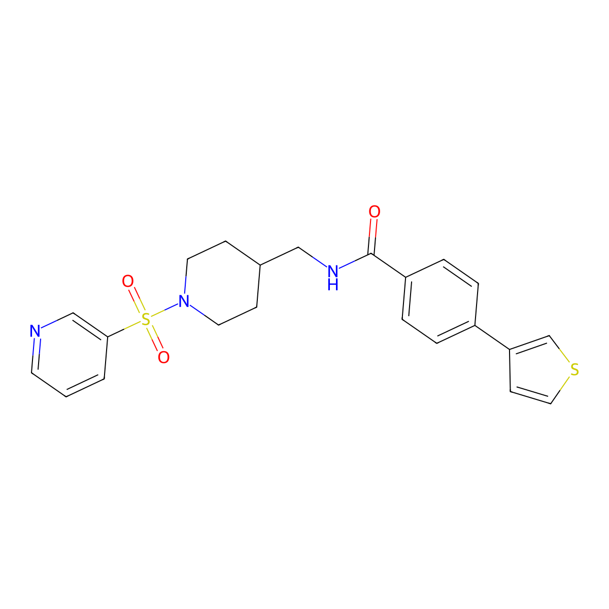 N-((1-(pyridin-3-ylsulfonyl)piperidin-4-yl)methyl)-4-(thiophen-3-yl)benzamide molecular structure, CAS 2034349-75-0