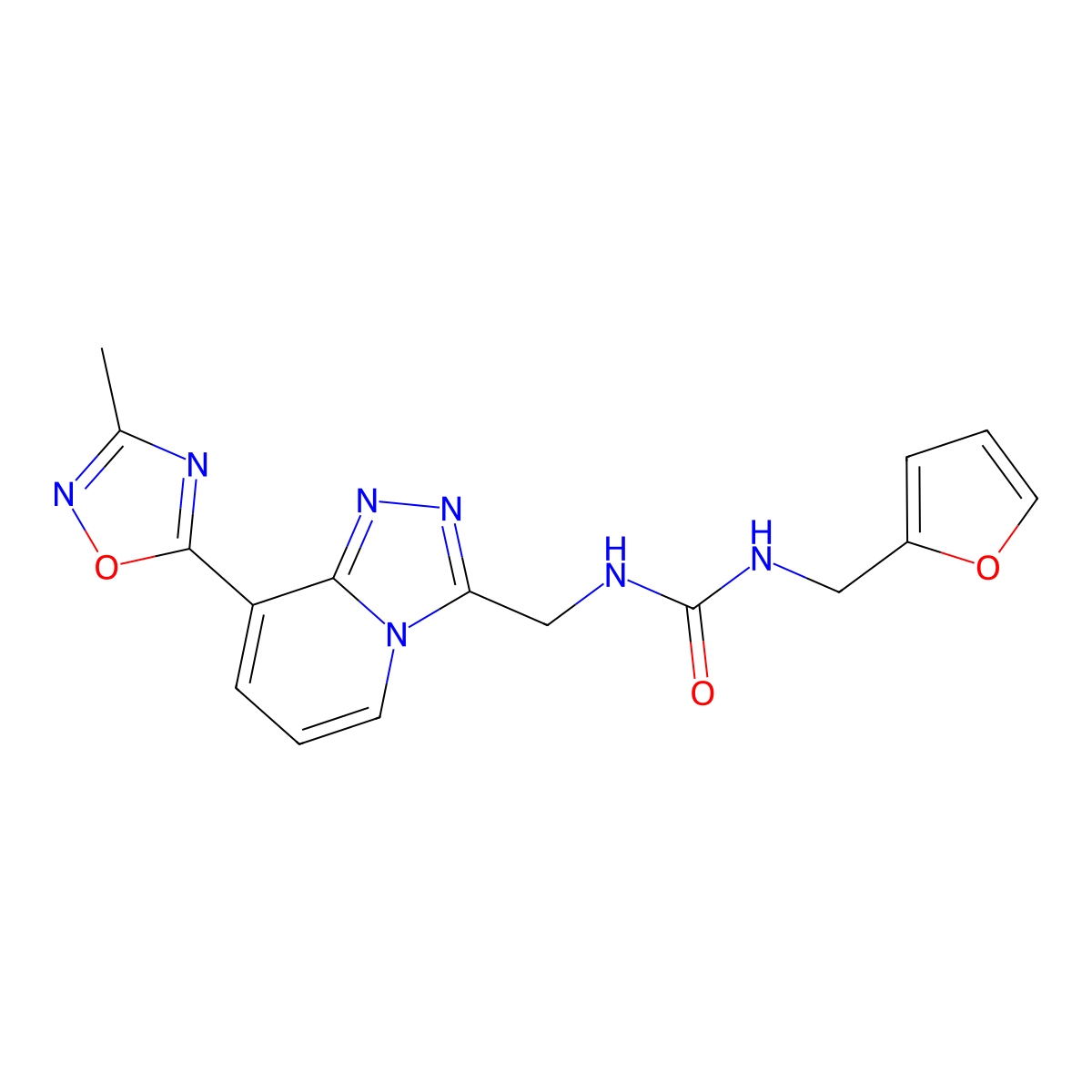 1-(Furan-2-ylmethyl)-3-((8-(3-methyl-1,2,4-oxadiazol-5-yl)-[1,2,4]triazolo[4,3-a]pyridin-3-yl)methyl)urea molecular structure, CAS 2034349-79-4