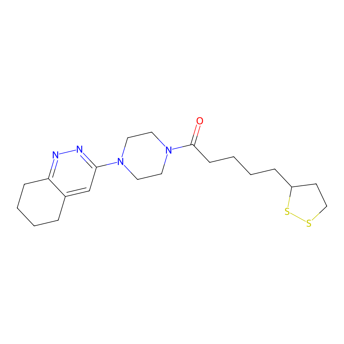 5-(1,2-Dithiolan-3-yl)-1-(4-(5,6,7,8-tetrahydrocinnolin-3-yl)piperazin-1-yl)pentan-1-one molecular structure, CAS 2034349-82-9