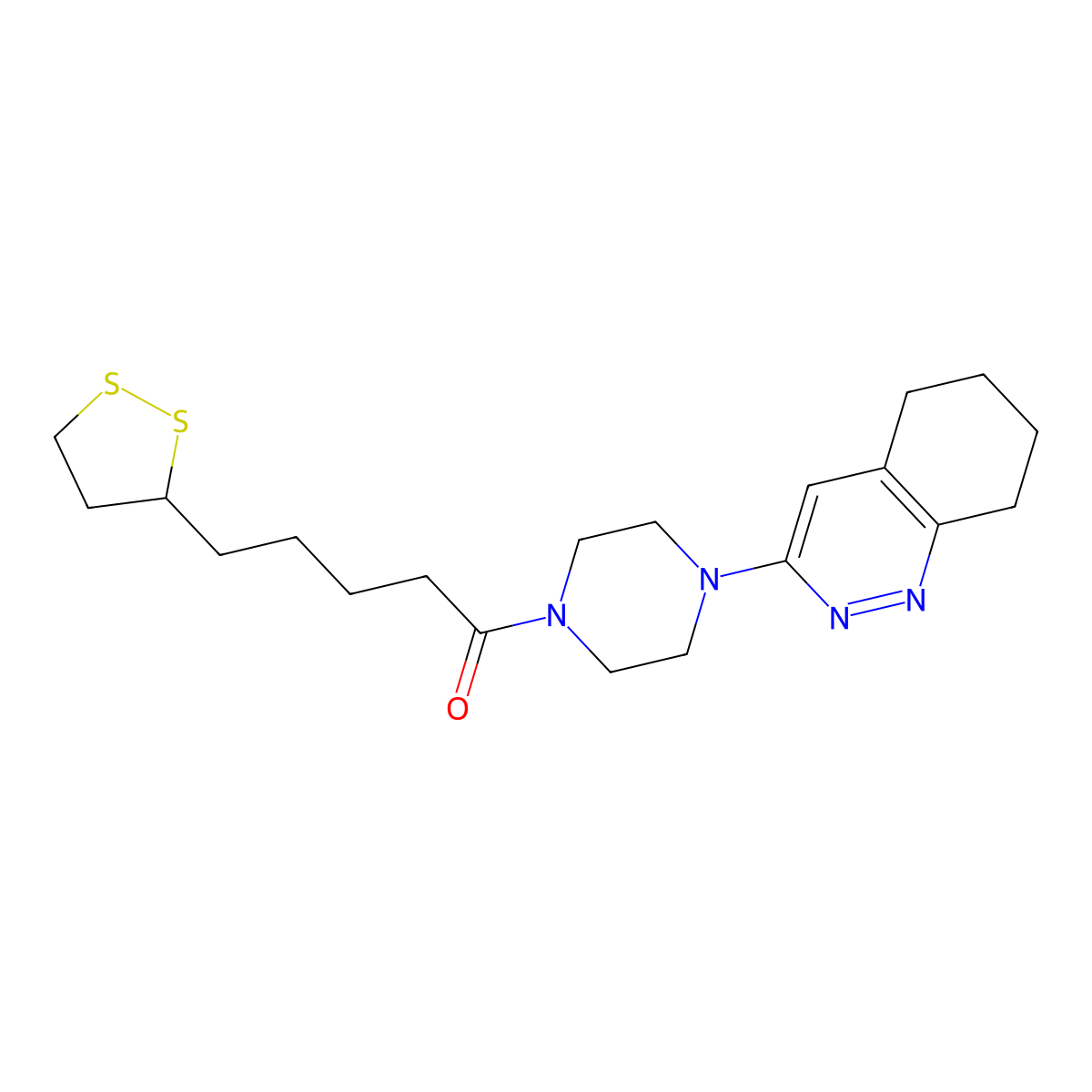5-(1,2-Dithiolan-3-yl)-1-(4-(5,6,7,8-tetrahydrocinnolin-3-yl)piperazin-1-yl)pentan-1-one molecular structure, CAS 2034349-82-9
