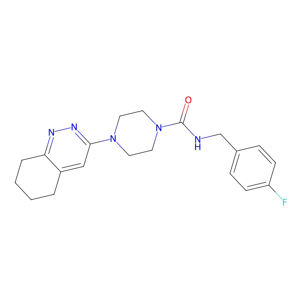 N-(4-fluorobenzyl)-4-(5,6,7,8-tetrahydrocinnolin-3-yl)piperazine-1-carboxamide molecular structure, CAS 2034349-96-5