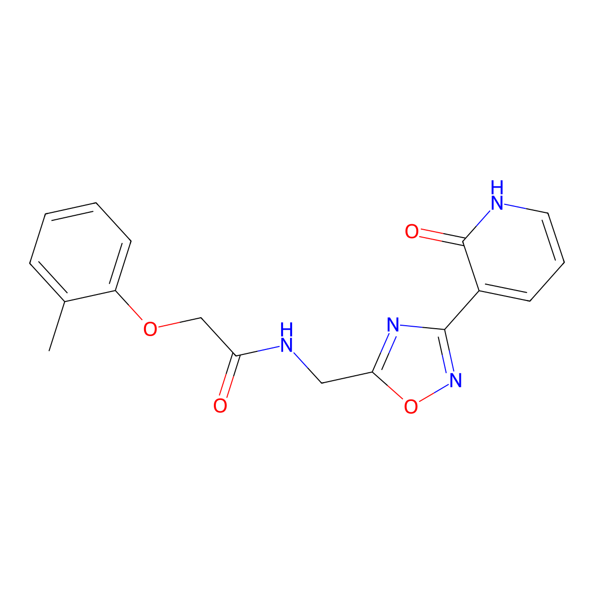 N-((3-(2-oxo-1,2-dihydropyridin-3-yl)-1,2,4-oxadiazol-5-yl)methyl)-2-(o-tolyloxy)acetamide molecular structure, CAS 2034350-01-9
