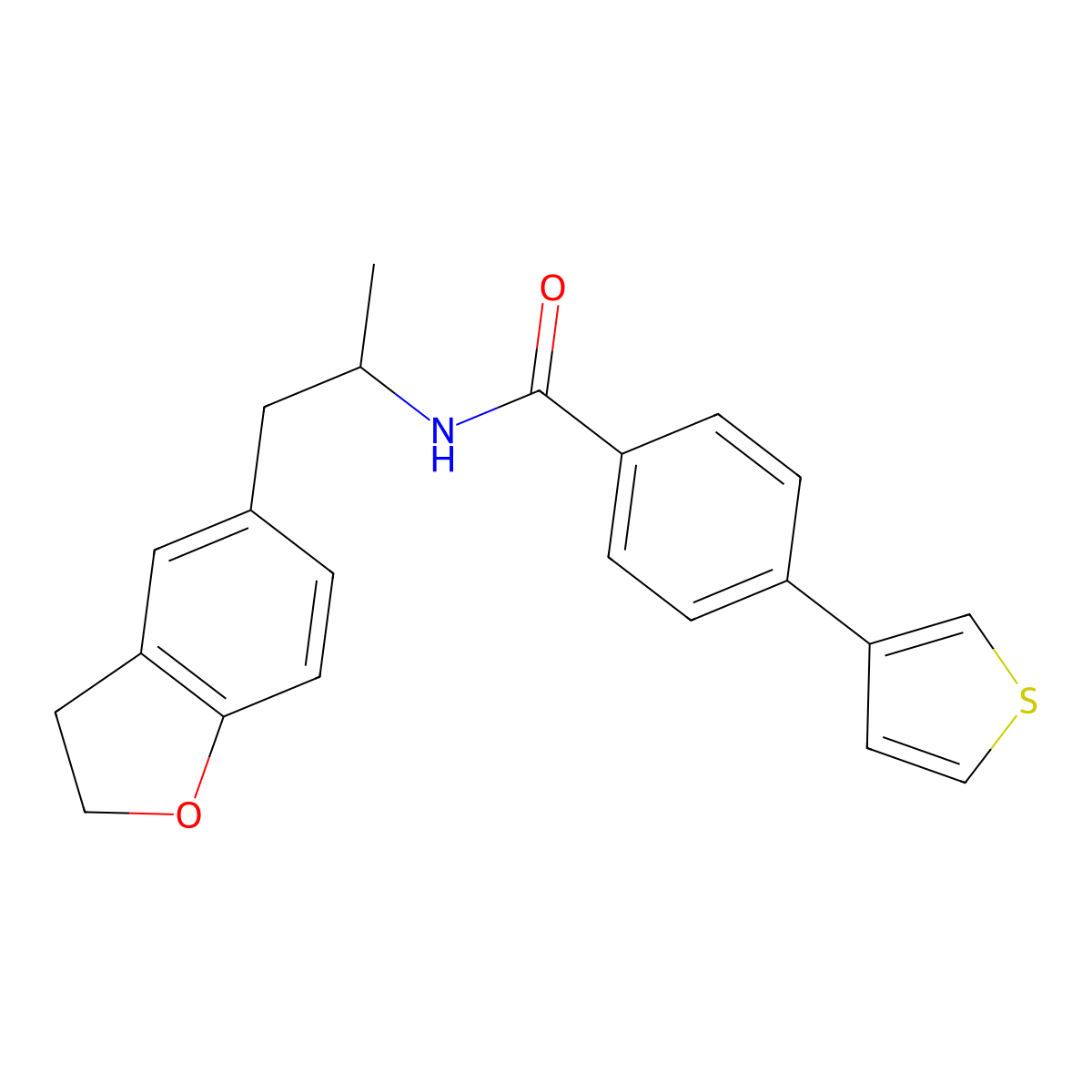 N-(1-(2,3-dihydrobenzofuran-5-yl)propan-2-yl)-4-(thiophen-3-yl)benzamide molecular structure, CAS 2034350-05-3