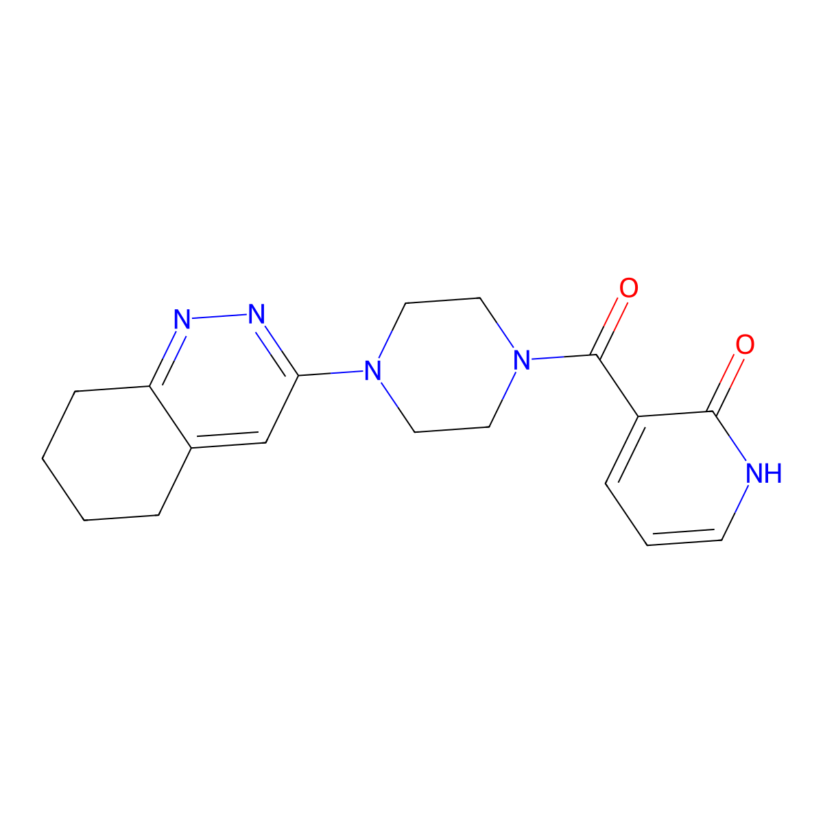 (2-Hydroxypyridin-3-yl)(4-(5,6,7,8-tetrahydrocinnolin-3-yl)piperazin-1-yl)methanone molecular structure, CAS 2034350-10-0