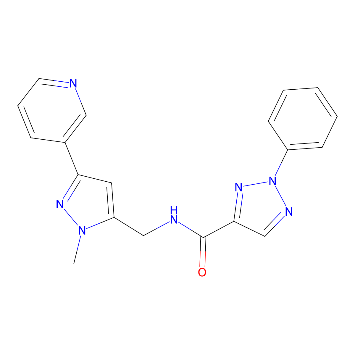 N-((1-methyl-3-(pyridin-3-yl)-1H-pyrazol-5-yl)methyl)-2-phenyl-2H-1,2,3-triazole-4-carboxamide molecular structure, CAS 2034350-11-1