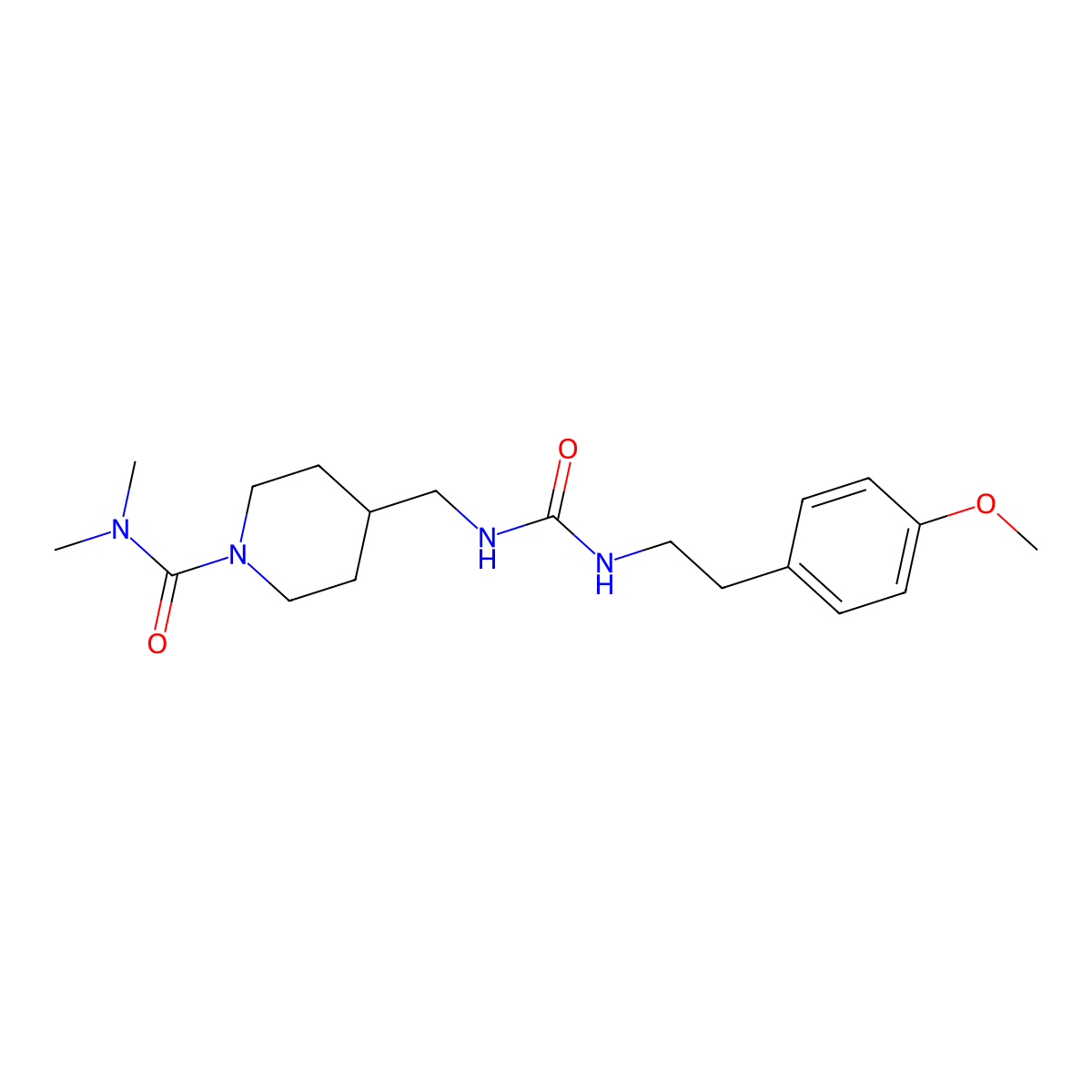 4-((3-(4-methoxyphenethyl)ureido)methyl)-N,N-dimethylpiperidine-1-carboxamide molecular structure, CAS 2034350-12-2