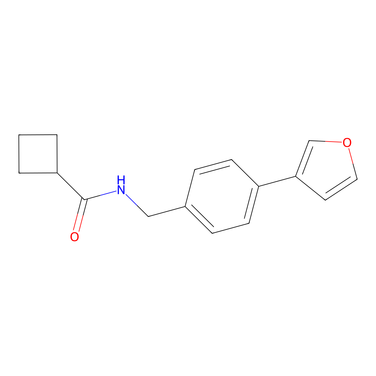 N-(4-(furan-3-yl)benzyl)cyclobutanecarboxamide molecular structure, CAS 2034350-17-7