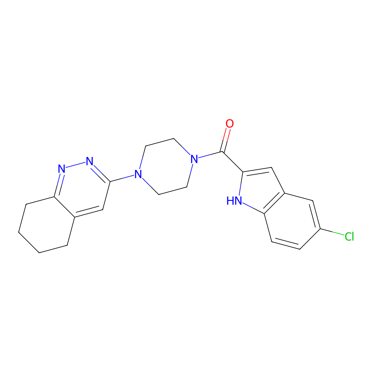 (5-chloro-1H-indol-2-yl)(4-(5,6,7,8-tetrahydrocinnolin-3-yl)piperazin-1-yl)methanone molecular structure, CAS 2034350-18-8