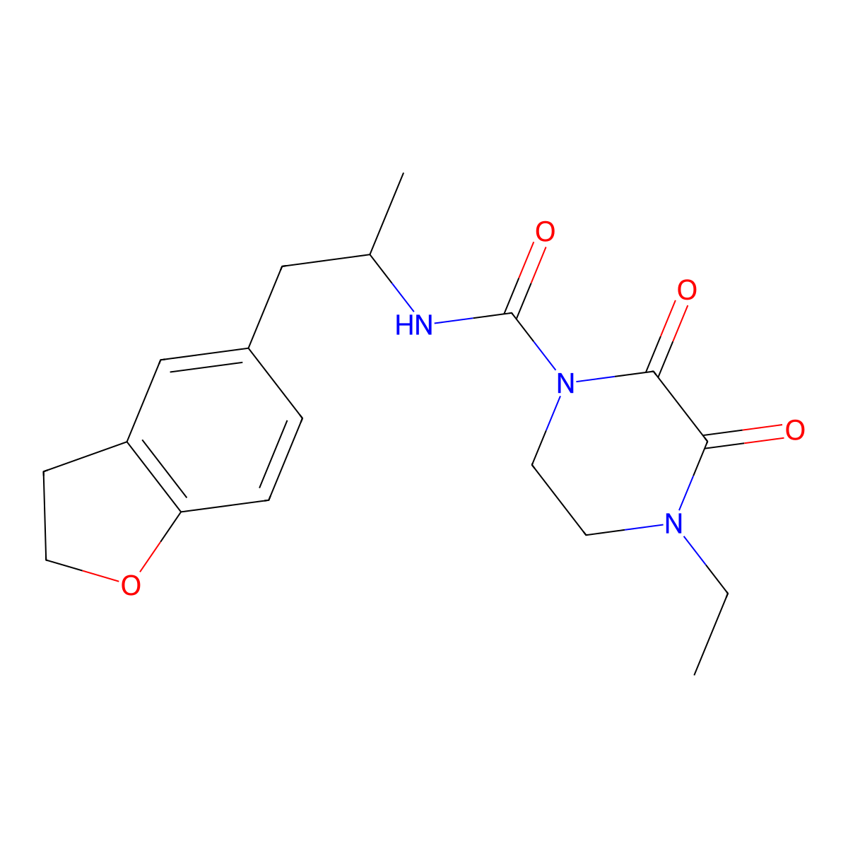 N-(1-(2,3-dihydrobenzofuran-5-yl)propan-2-yl)-4-ethyl-2,3-dioxopiperazine-1-carboxamide molecular structure, CAS 2034350-21-3
