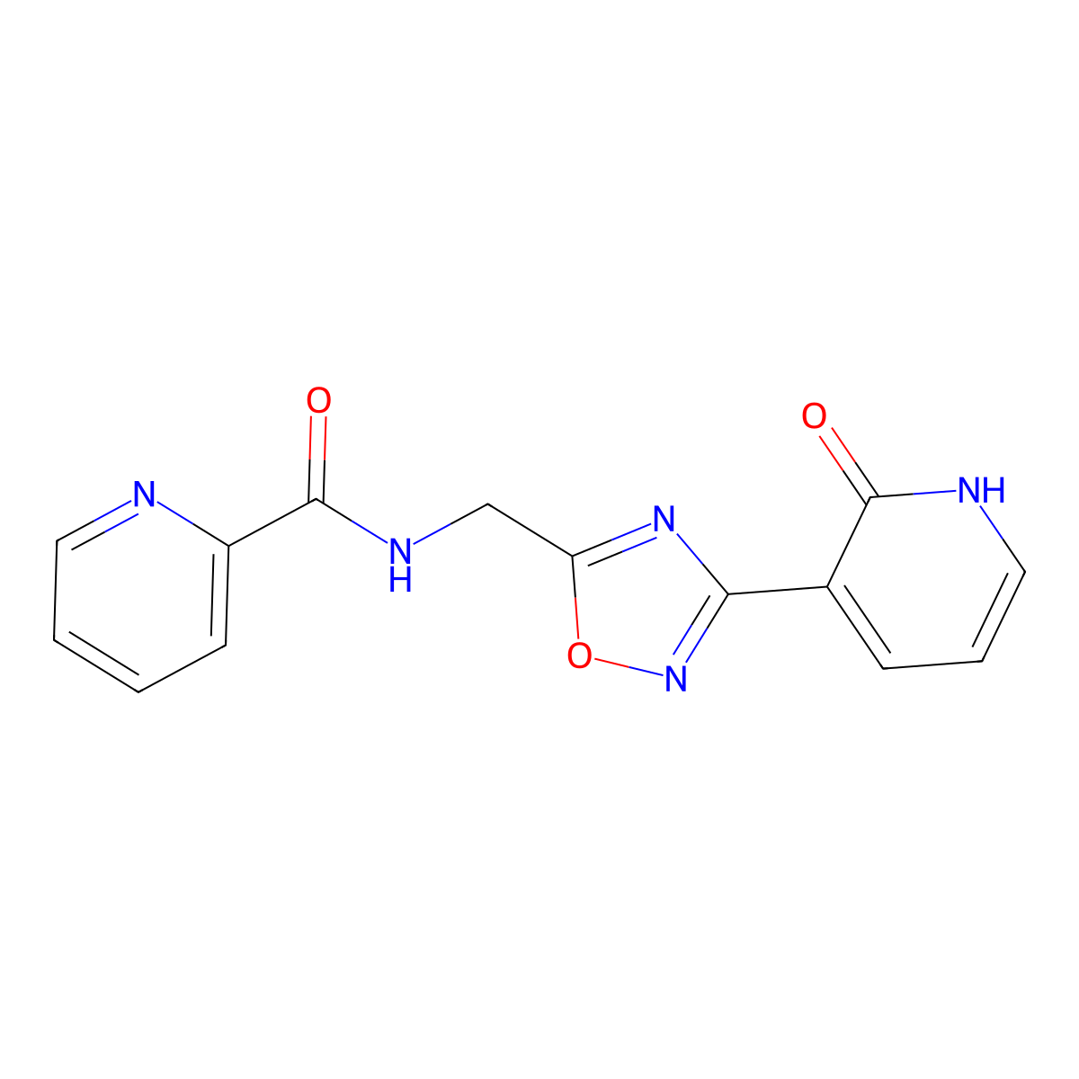 N-((3-(2-oxo-1,2-dihydropyridin-3-yl)-1,2,4-oxadiazol-5-yl)methyl)picolinamide molecular structure, CAS 2034350-22-4