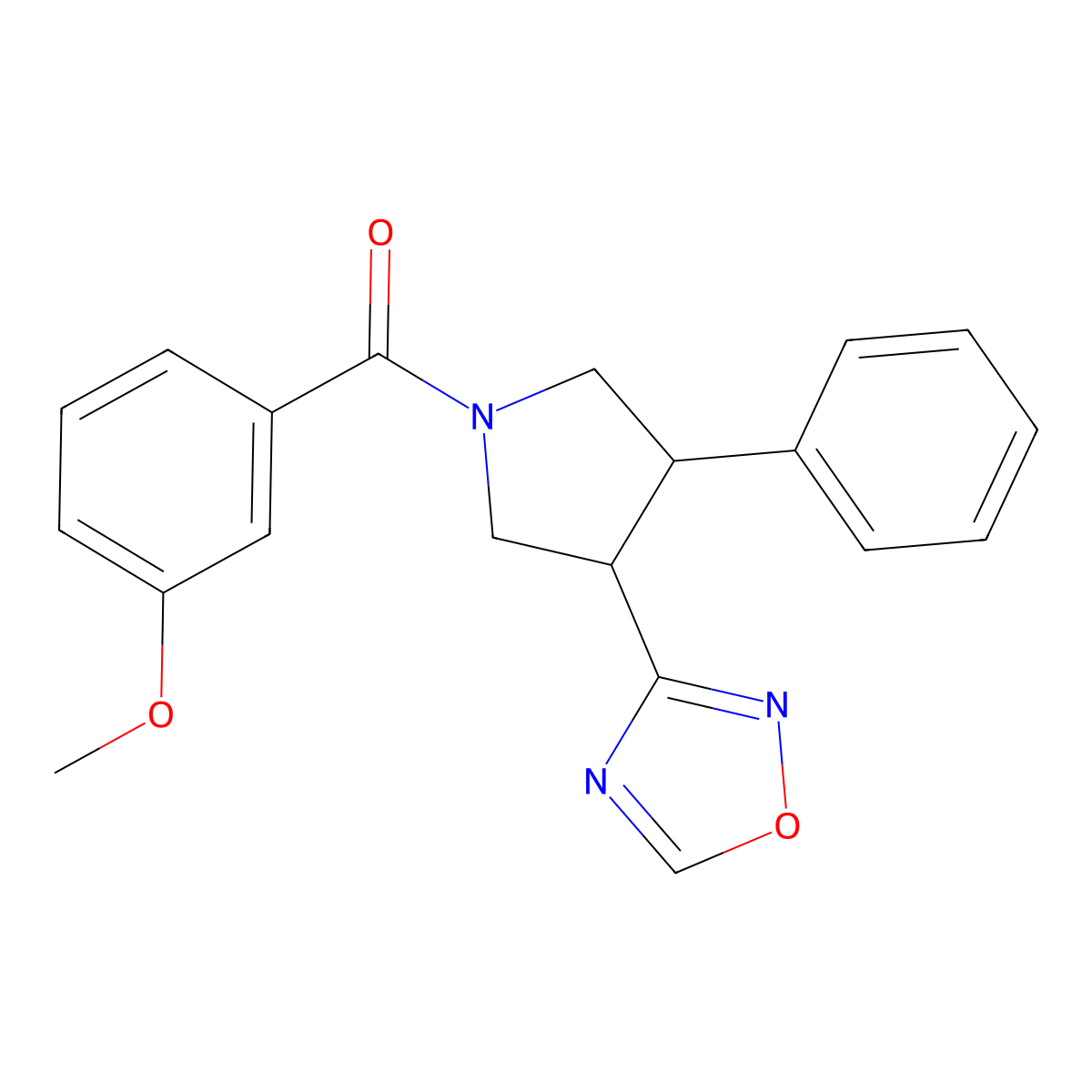 (3-(1,2,4-Oxadiazol-3-yl)-4-phenylpyrrolidin-1-yl)(3-methoxyphenyl)methanone molecular structure, CAS 2034350-27-9