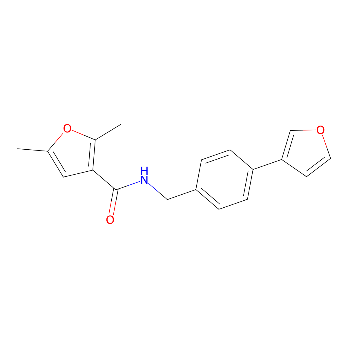 N-(4-(furan-3-yl)benzyl)-2,5-dimethylfuran-3-carboxamide molecular structure, CAS 2034350-29-1