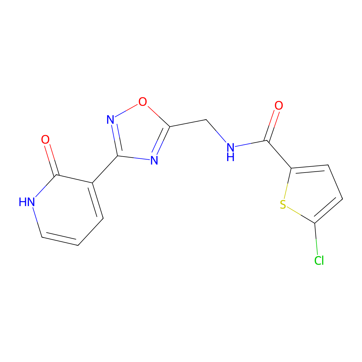 5-chloro-N-((3-(2-oxo-1,2-dihydropyridin-3-yl)-1,2,4-oxadiazol-5-yl)methyl)thiophene-2-carboxamide molecular structure, CAS 2034350-39-3