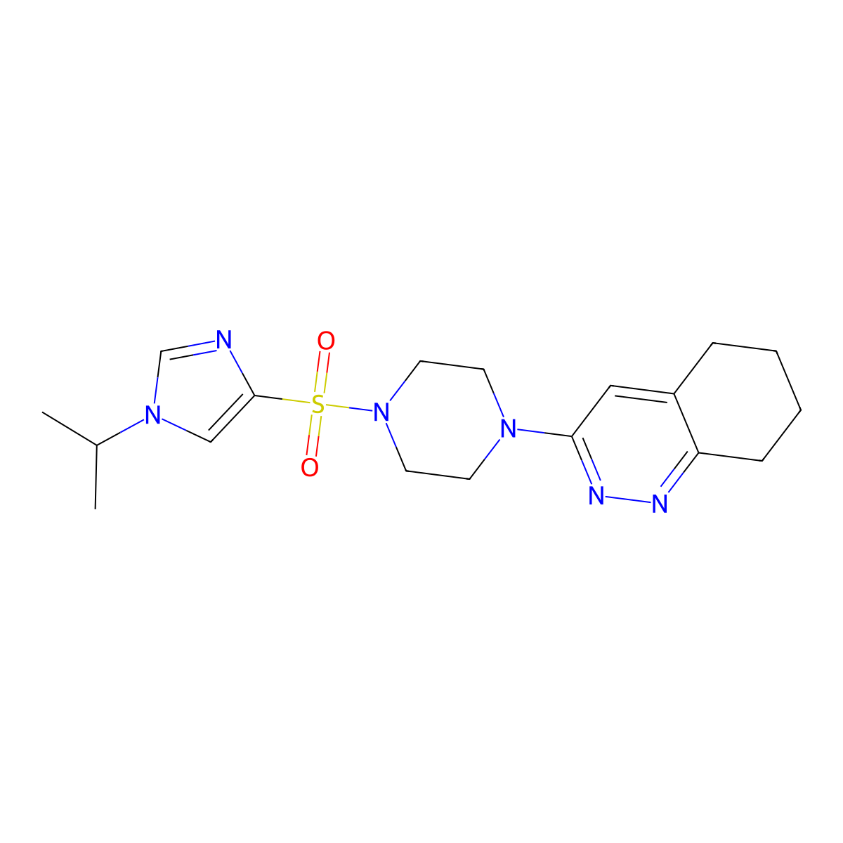 3-(4-((1-isopropyl-1H-imidazol-4-yl)sulfonyl)piperazin-1-yl)-5,6,7,8-tetrahydrocinnoline molecular structure, CAS 2034350-44-0
