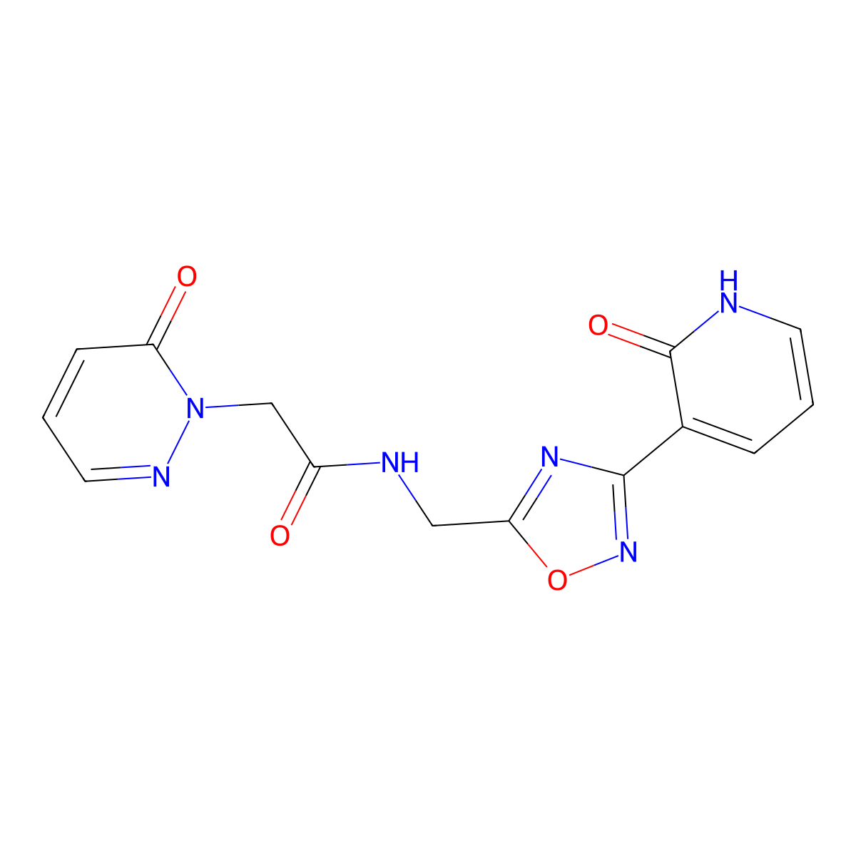 N-((3-(2-oxo-1,2-dihydropyridin-3-yl)-1,2,4-oxadiazol-5-yl)methyl)-2-(6-oxopyridazin-1(6H)-yl)acetamide molecular structure, CAS 2034350-48-4