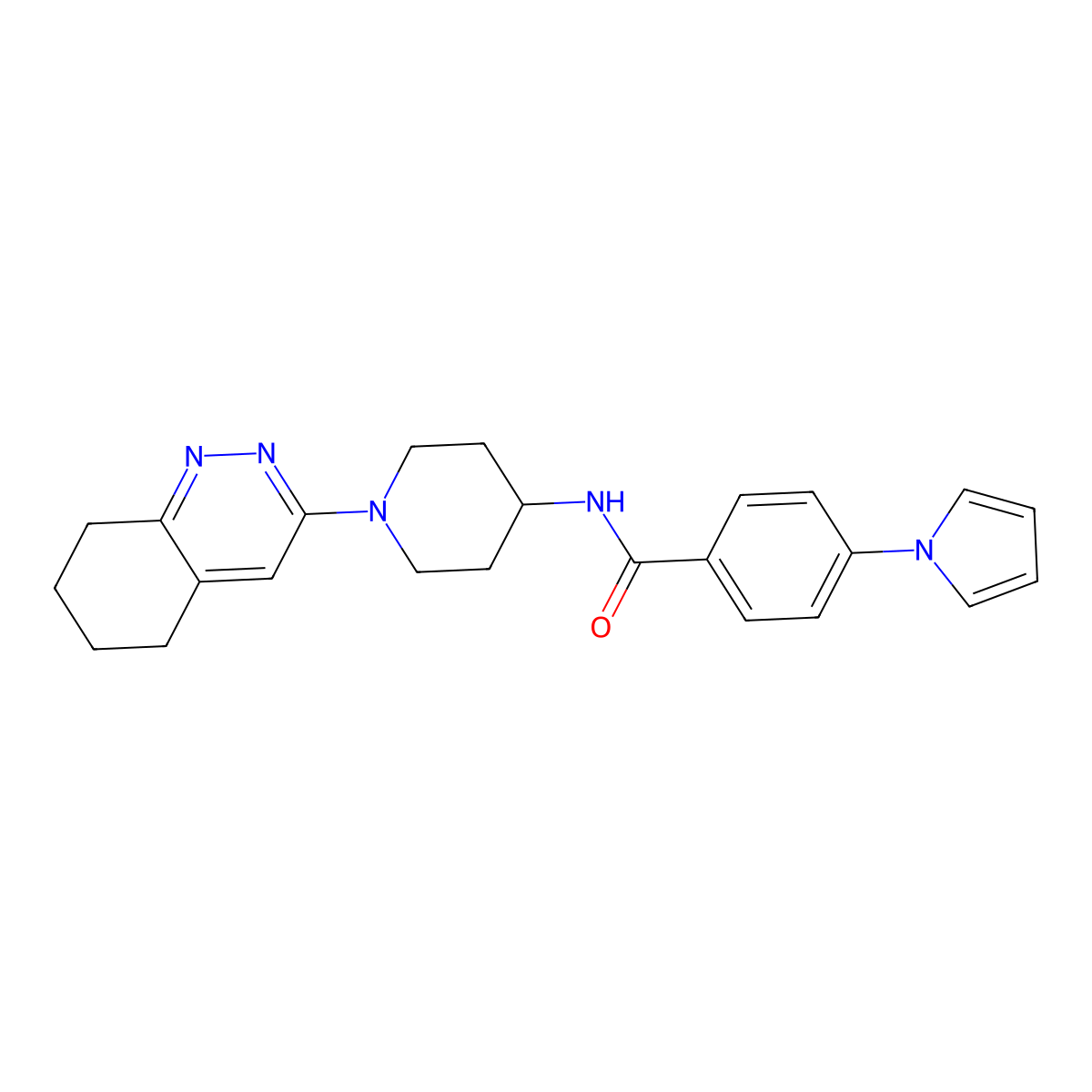 4-(1H-pyrrol-1-yl)-N-(1-(5,6,7,8-tetrahydrocinnolin-3-yl)piperidin-4-yl)benzamide molecular structure, CAS 2034350-49-5