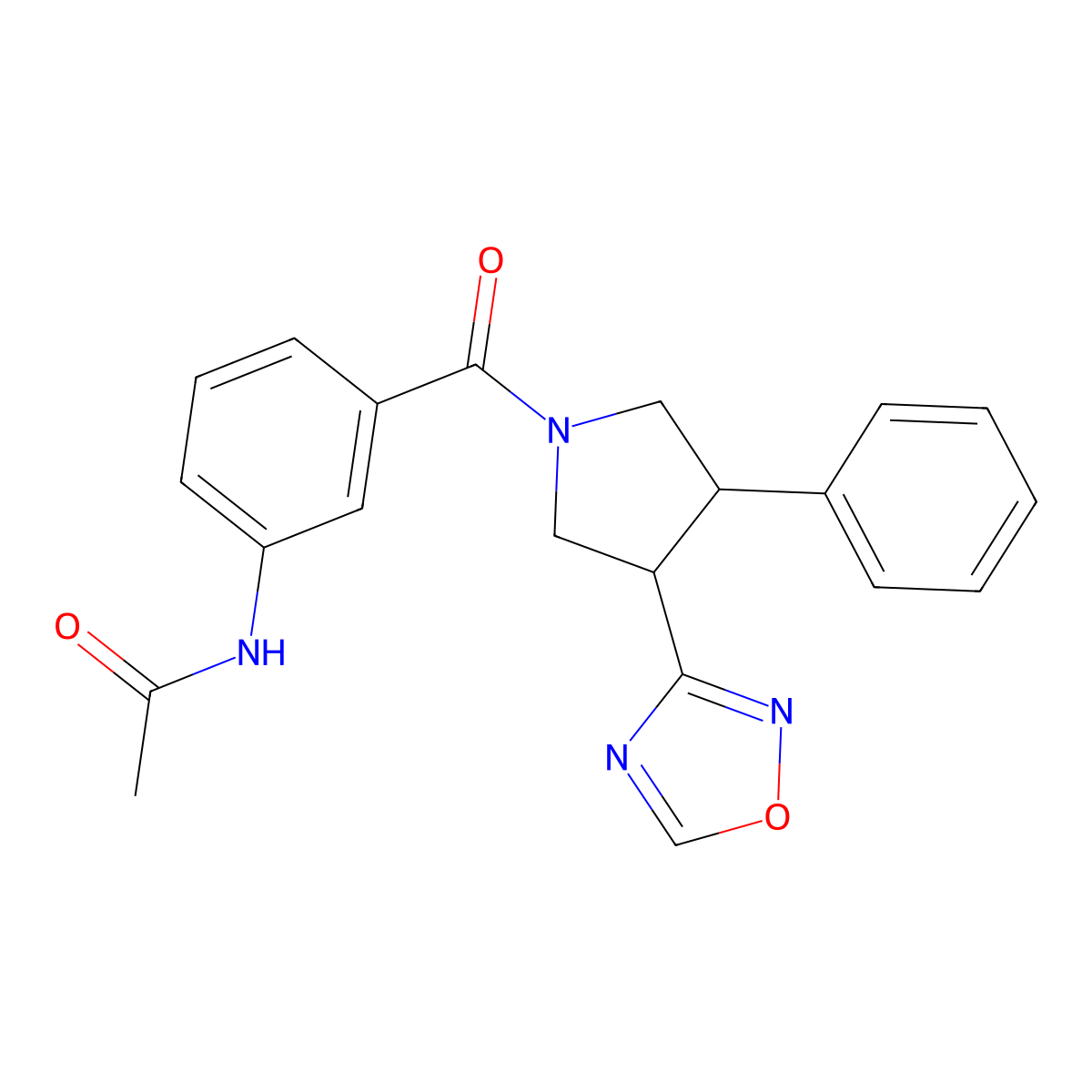 N-{3-[3-(1,2,4-oxadiazol-3-yl)-4-phenylpyrrolidine-1-carbonyl]phenyl}acetamide molecular structure, CAS 2034350-51-9