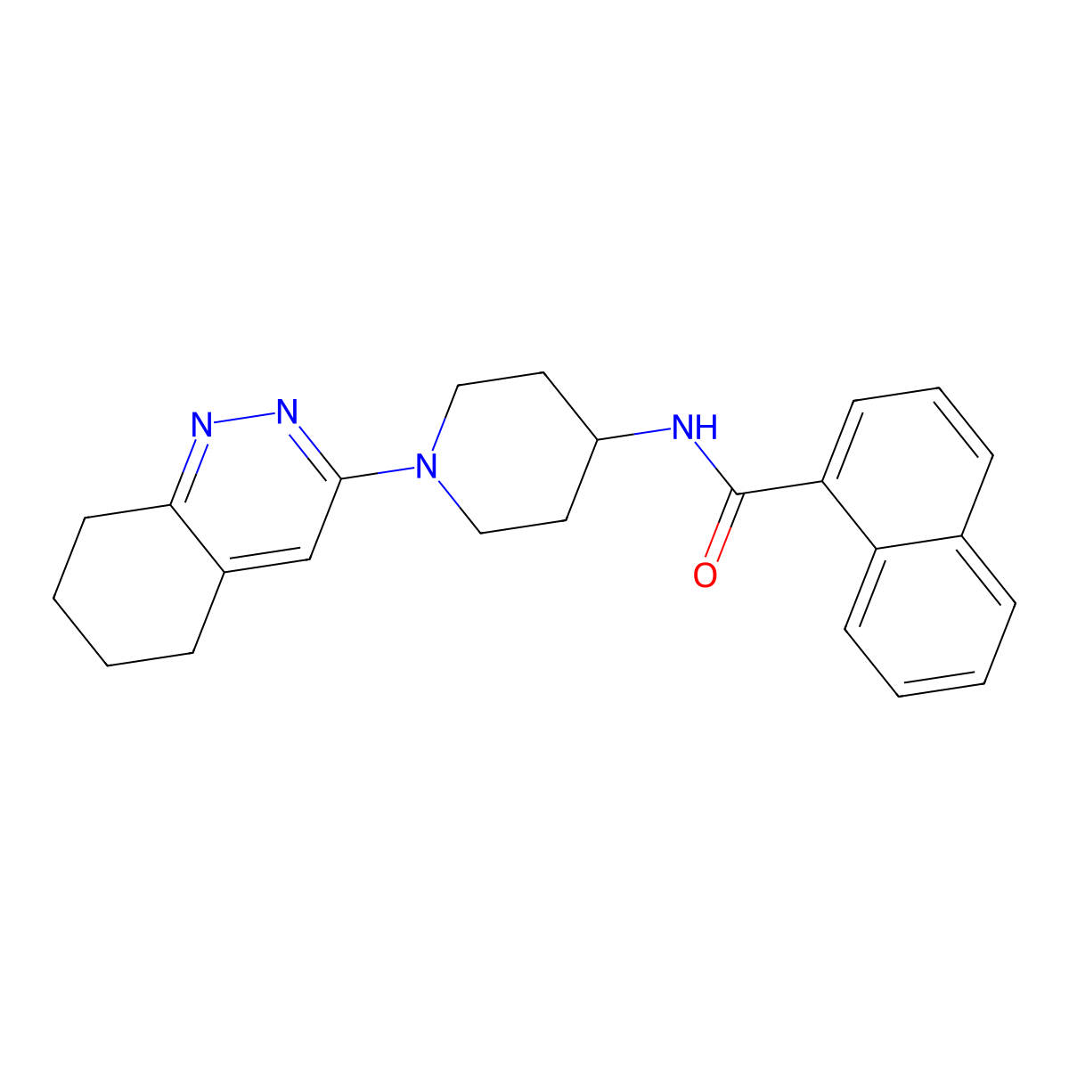 N-(1-(5,6,7,8-tetrahydrocinnolin-3-yl)piperidin-4-yl)-1-naphthamide molecular structure, CAS 2034350-58-6