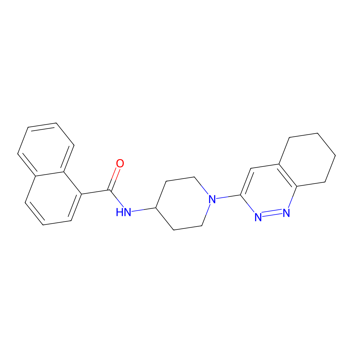 N-(1-(5,6,7,8-tetrahydrocinnolin-3-yl)piperidin-4-yl)-1-naphthamide molecular structure, CAS 2034350-58-6