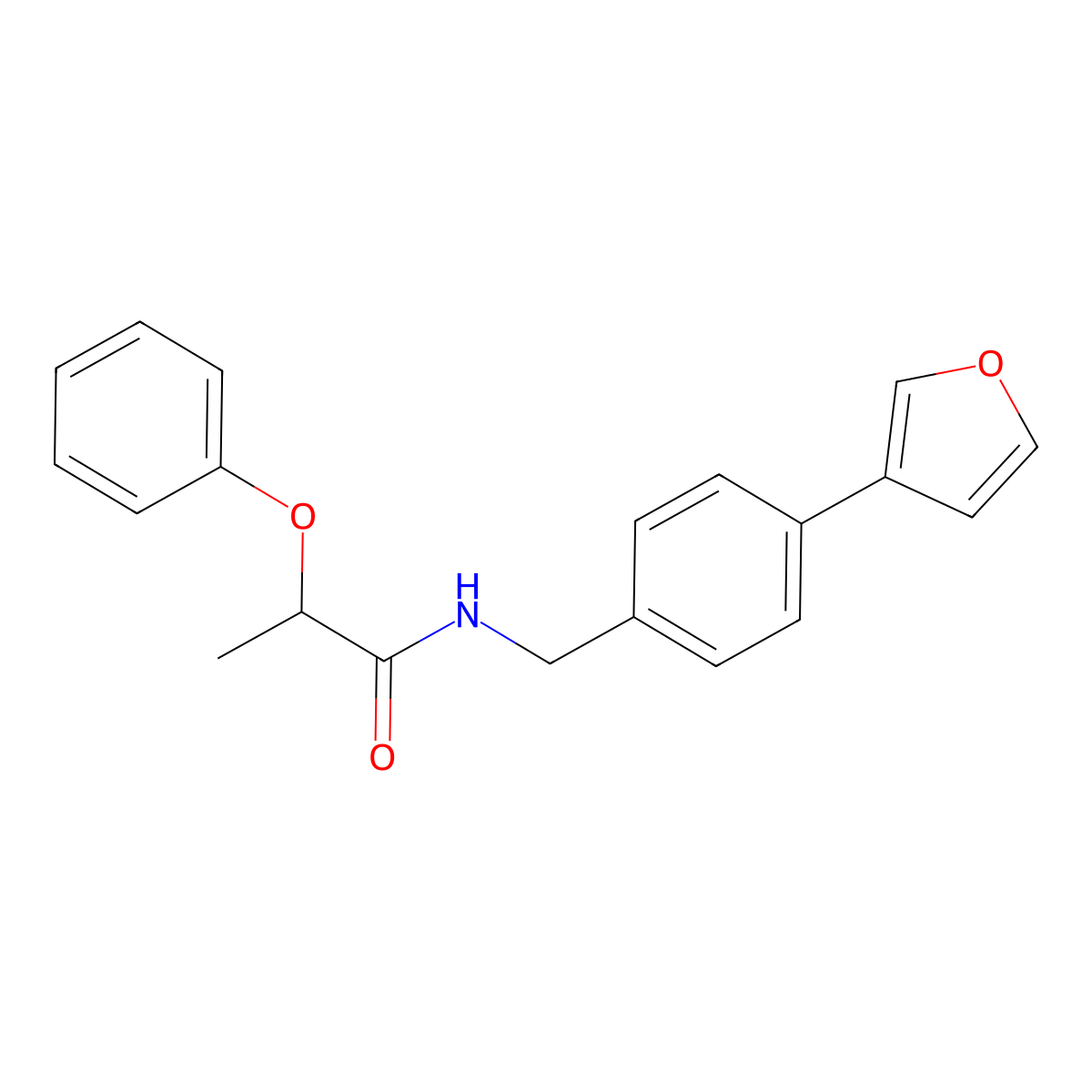 N-(4-(furan-3-yl)benzyl)-2-phenoxypropanamide molecular structure, CAS 2034350-61-1