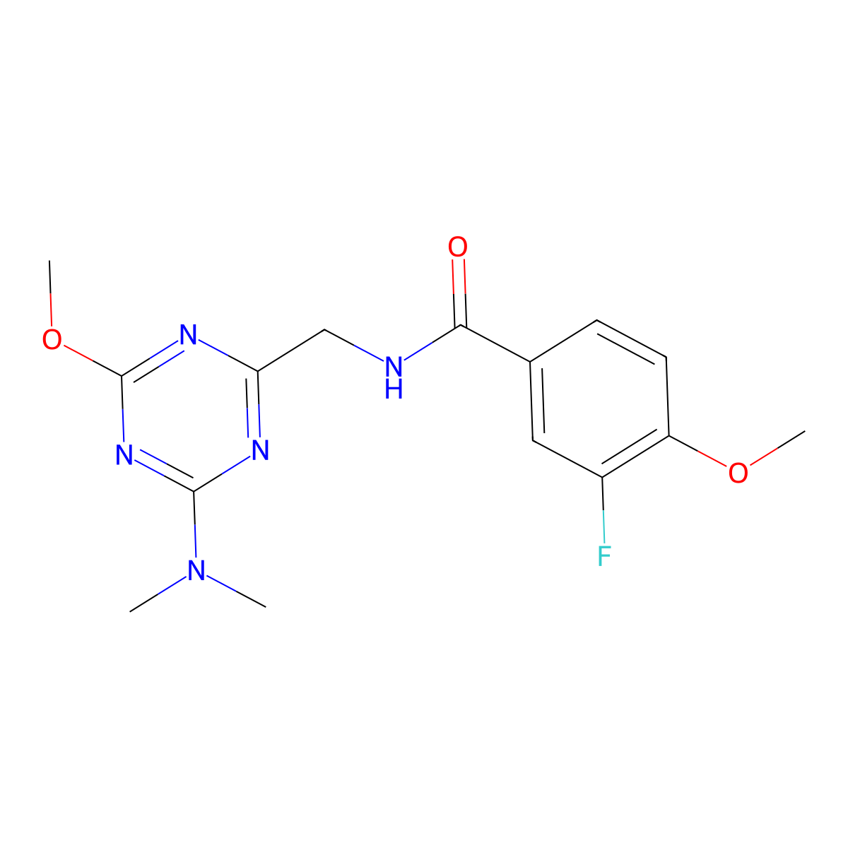 N-{[4-(dimethylamino)-6-methoxy-1,3,5-triazin-2-yl]methyl}-3-fluoro-4-methoxybenzamide molecular structure, CAS 2034350-62-2