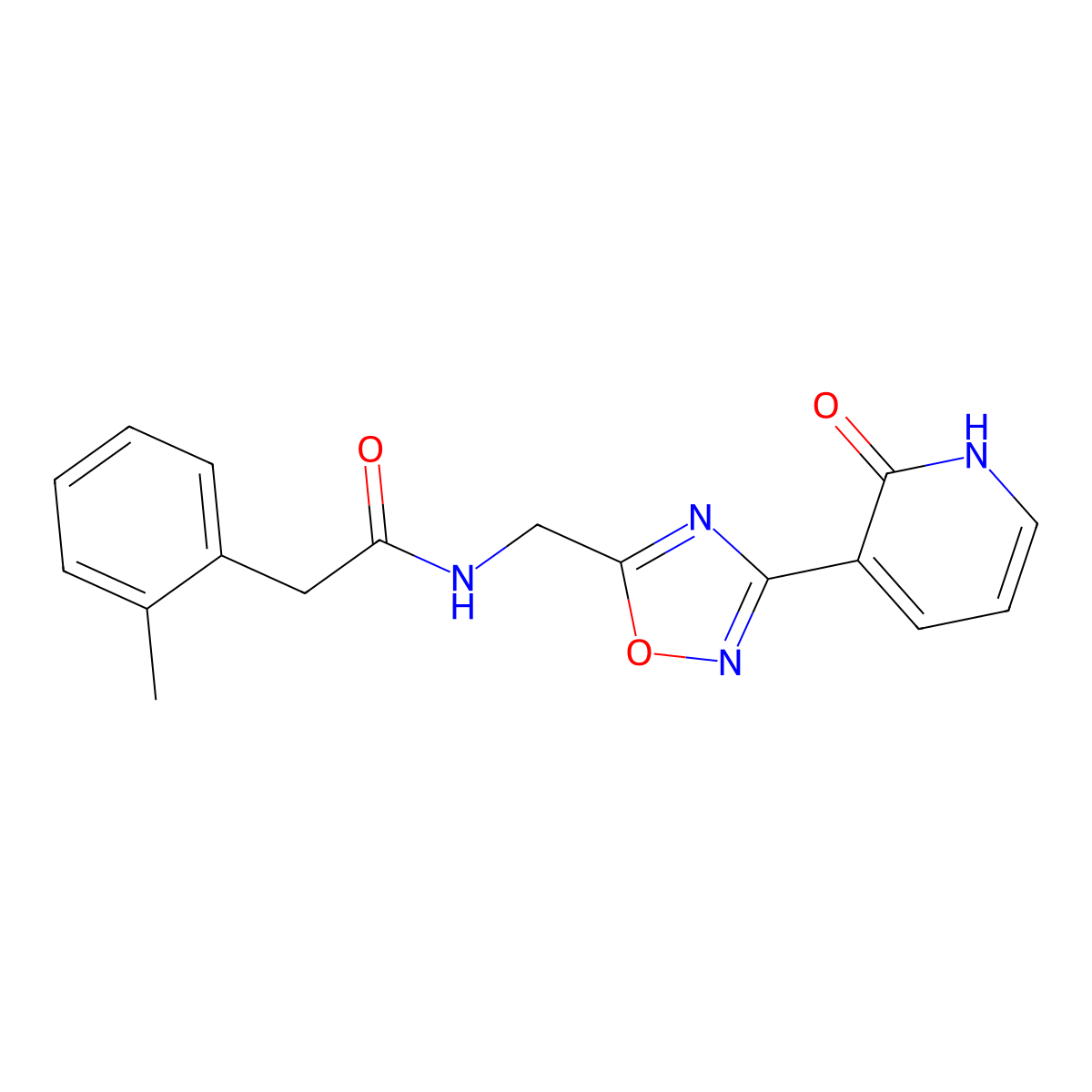 N-((3-(2-oxo-1,2-dihydropyridin-3-yl)-1,2,4-oxadiazol-5-yl)methyl)-2-(o-tolyl)acetamide molecular structure, CAS 2034350-63-3