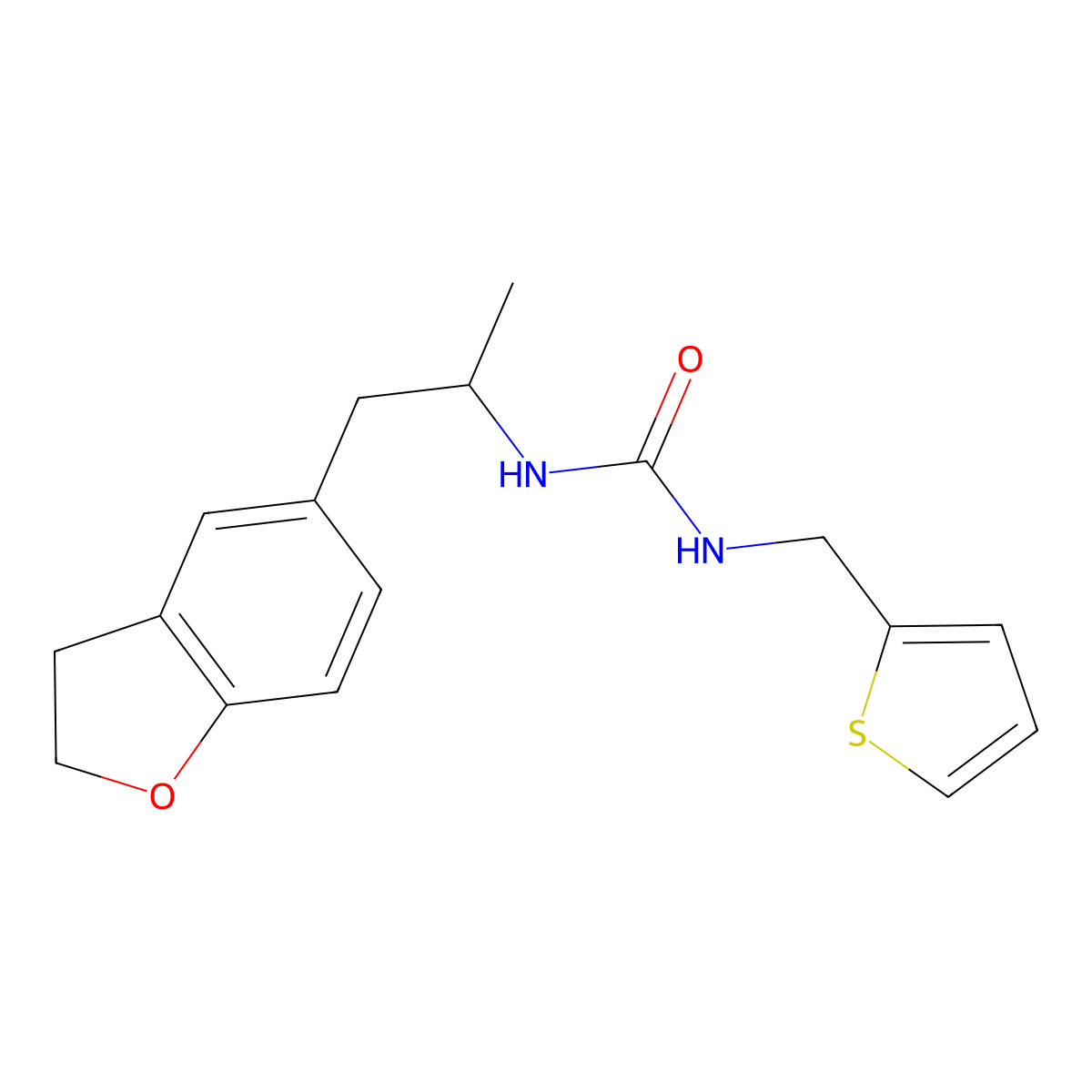 1-(1-(2,3-Dihydrobenzofuran-5-yl)propan-2-yl)-3-(thiophen-2-ylmethyl)urea molecular structure, CAS 2034350-68-8