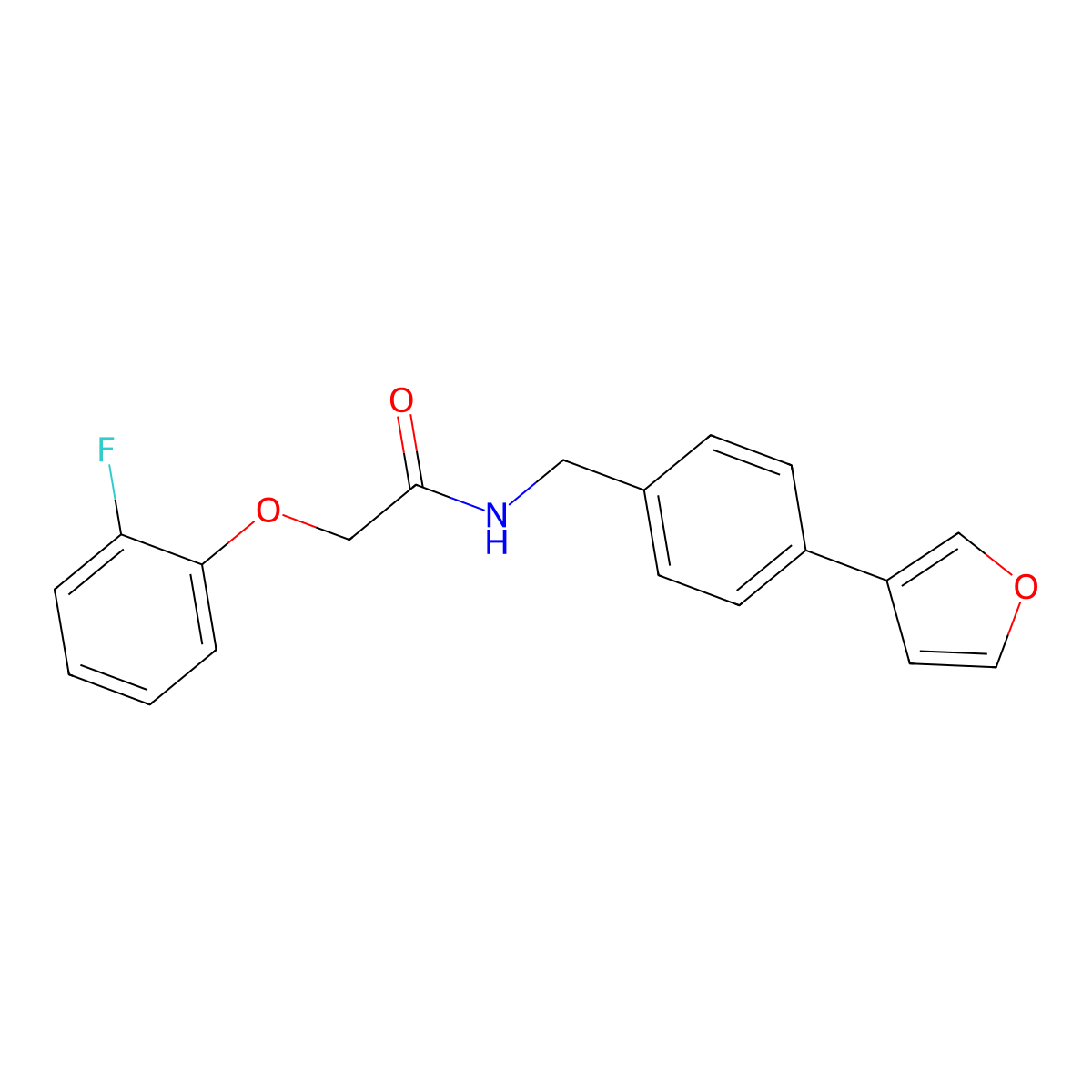 2-(2-fluorophenoxy)-N-(4-(furan-3-yl)benzyl)acetamide molecular structure, CAS 2034350-69-9