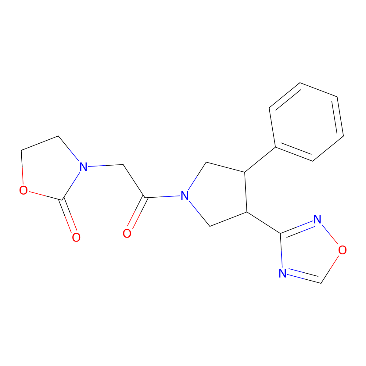 3-(2-(3-(1,2,4-Oxadiazol-3-yl)-4-phenylpyrrolidin-1-yl)-2-oxoethyl)oxazolidin-2-one molecular structure, CAS 2034350-76-8