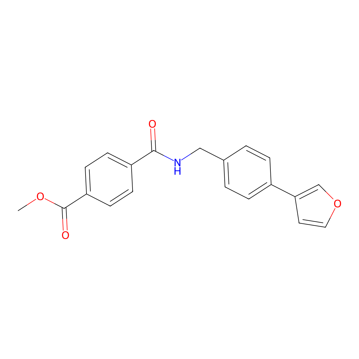 Methyl 4-((4-(furan-3-yl)benzyl)carbamoyl)benzoate molecular structure, CAS 2034350-77-9