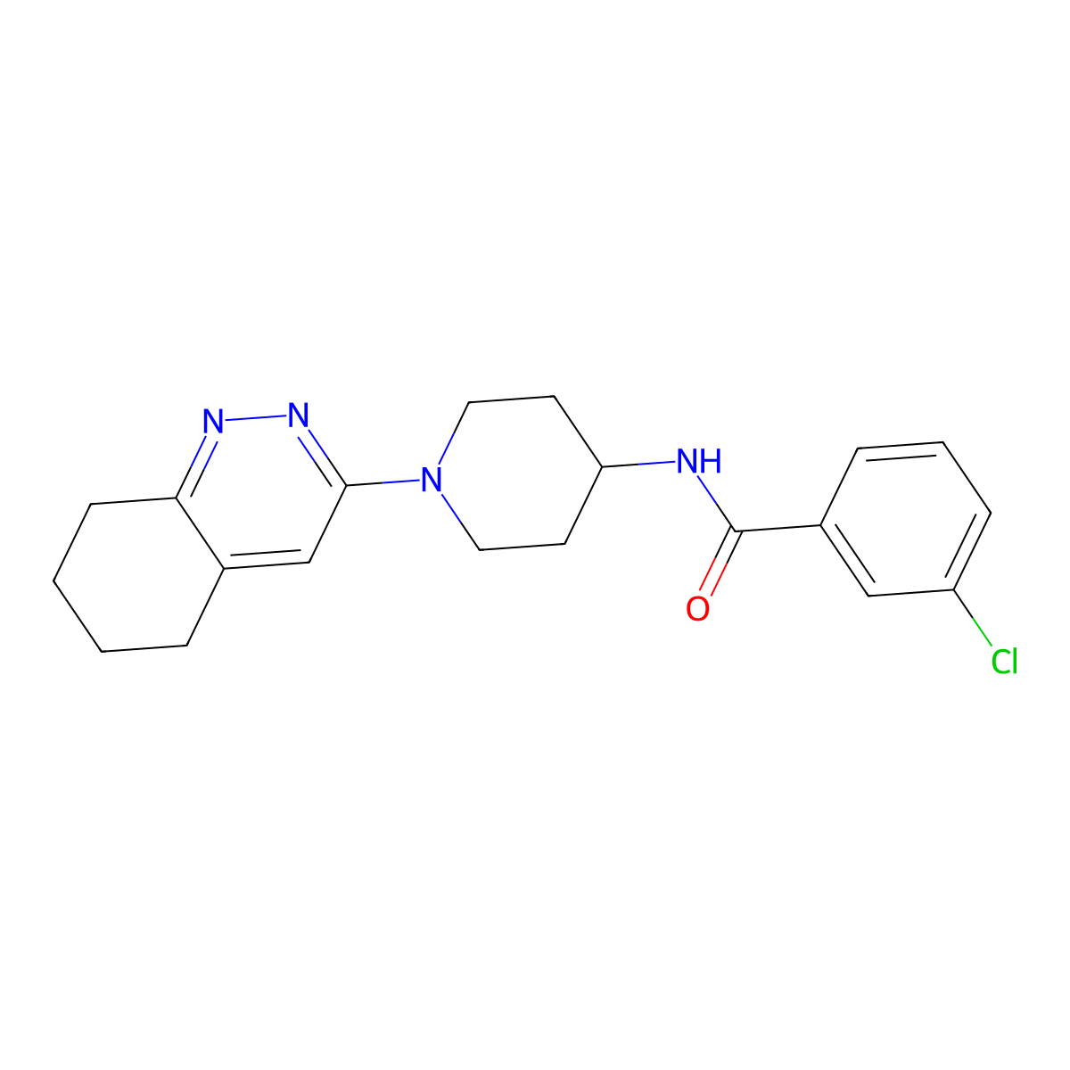 3-chloro-N-[1-(5,6,7,8-tetrahydrocinnolin-3-yl)piperidin-4-yl]benzamide molecular structure, CAS 2034350-81-5