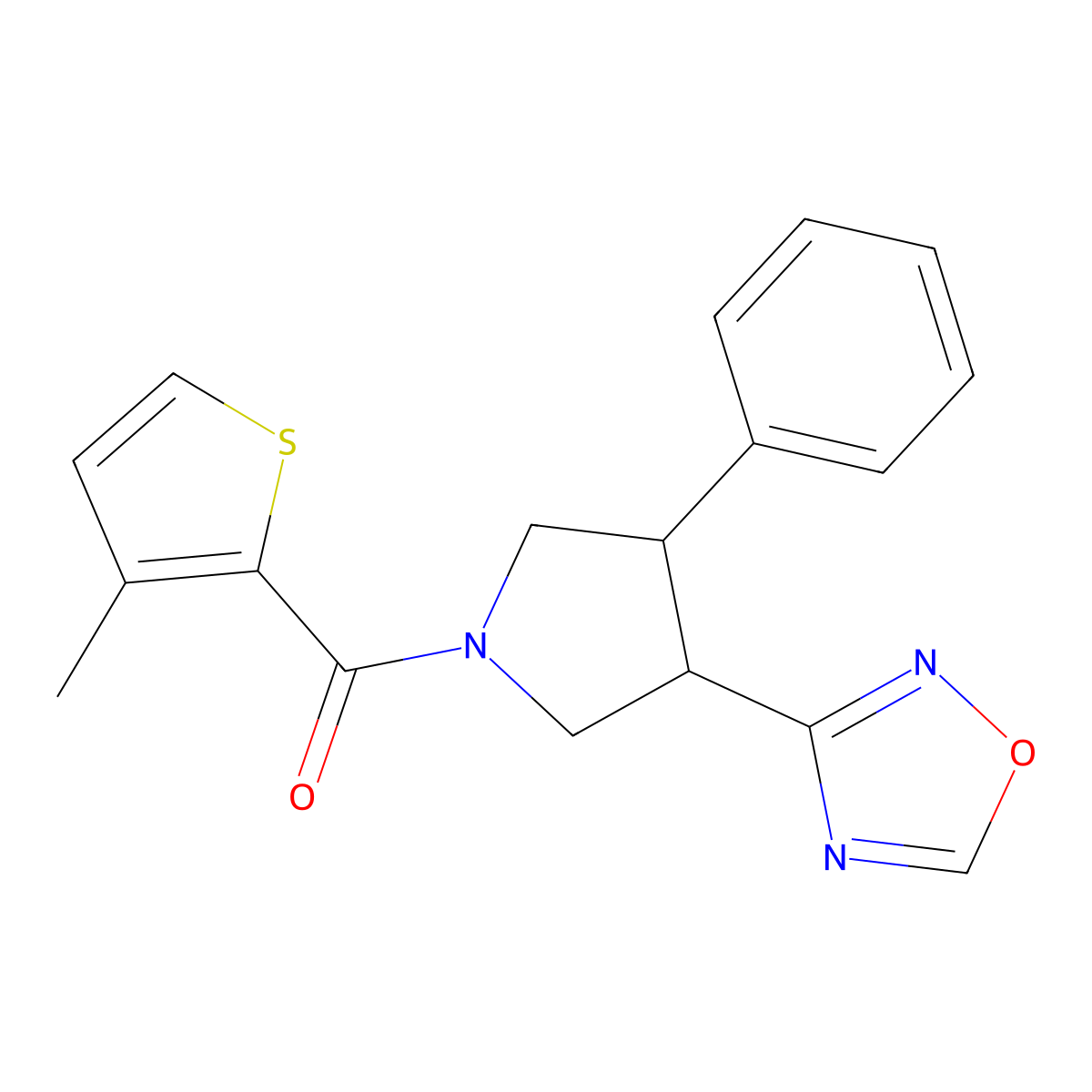 (3-(1,2,4-Oxadiazol-3-yl)-4-phenylpyrrolidin-1-yl)(3-methylthiophen-2-yl)methanone molecular structure, CAS 2034350-82-6