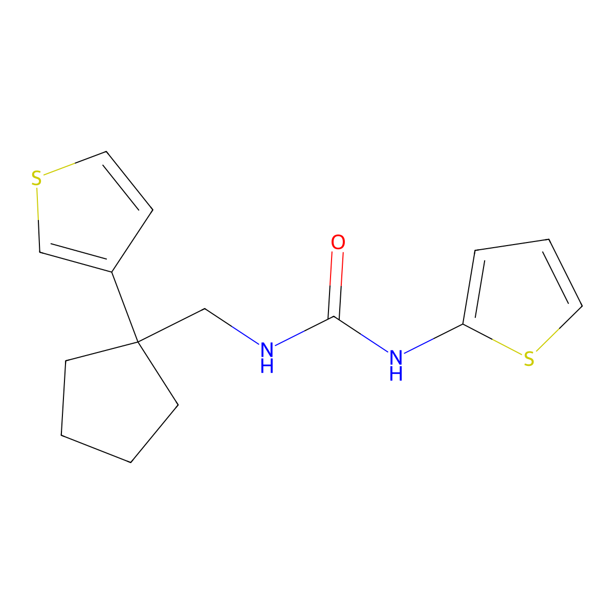 1-(Thiophen-2-yl)-3-((1-(thiophen-3-yl)cyclopentyl)methyl)urea molecular structure, CAS 2034350-85-9
