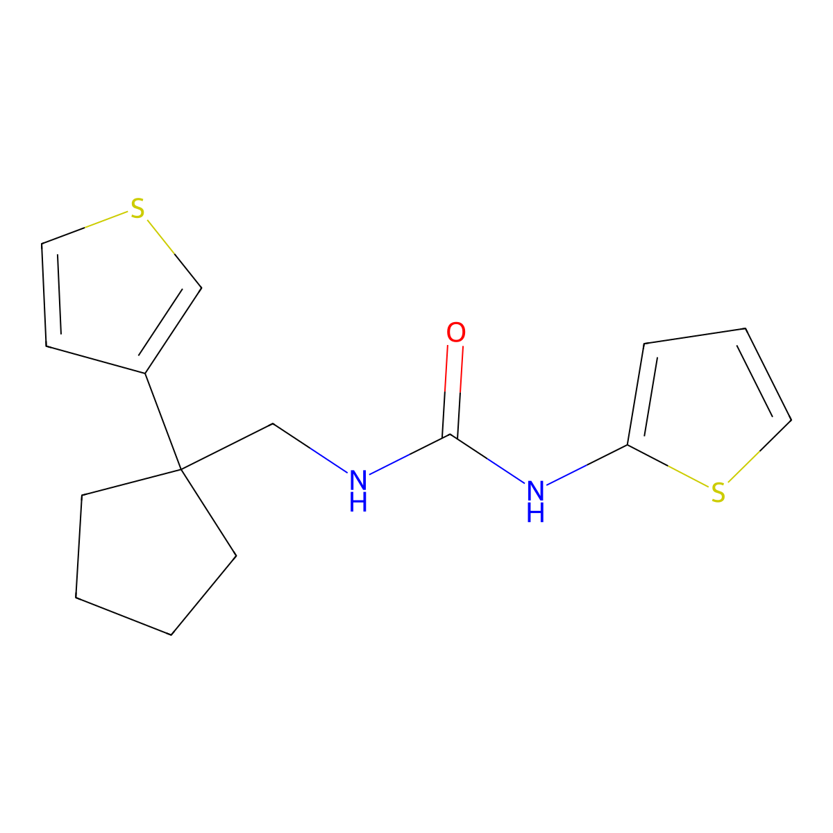 1-(Thiophen-2-yl)-3-((1-(thiophen-3-yl)cyclopentyl)methyl)urea molecular structure, CAS 2034350-85-9