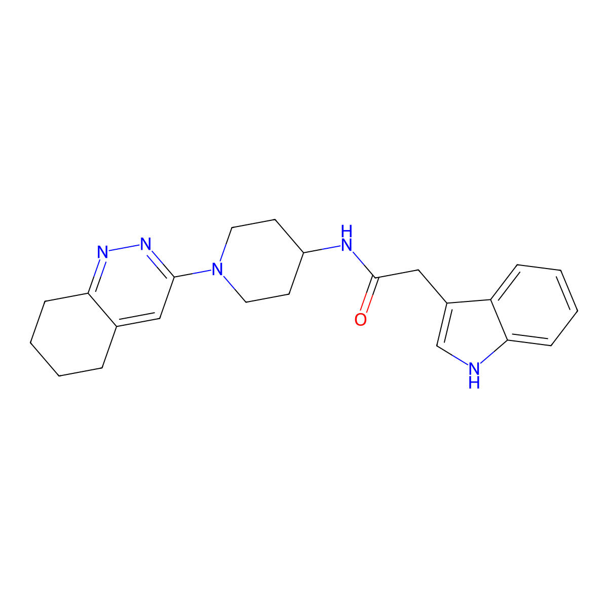 2-(1H-indol-3-yl)-N-[1-(5,6,7,8-tetrahydrocinnolin-3-yl)piperidin-4-yl]acetamide molecular structure, CAS 2034350-88-2