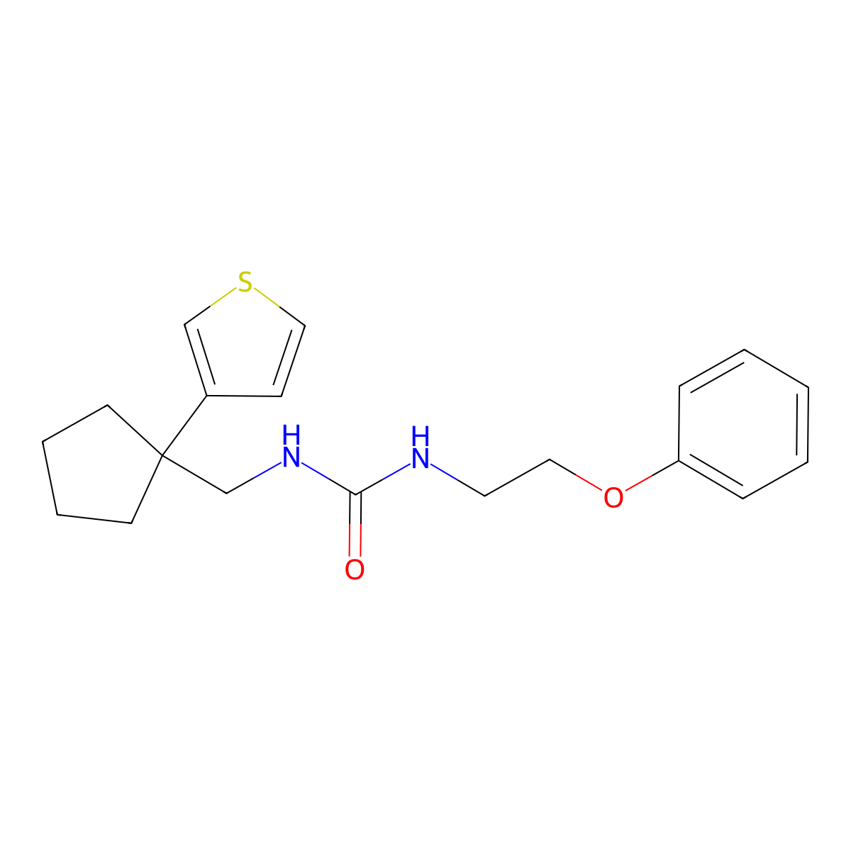 1-(2-Phenoxyethyl)-3-((1-(thiophen-3-yl)cyclopentyl)methyl)urea molecular structure, CAS 2034350-92-8
