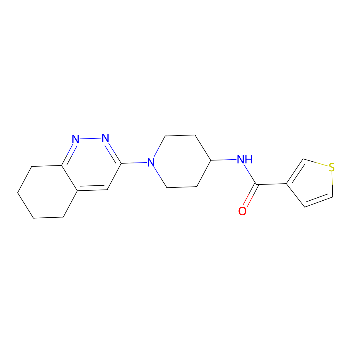 N-[1-(5,6,7,8-tetrahydrocinnolin-3-yl)piperidin-4-yl]thiophene-3-carboxamide molecular structure, CAS 2034350-96-2