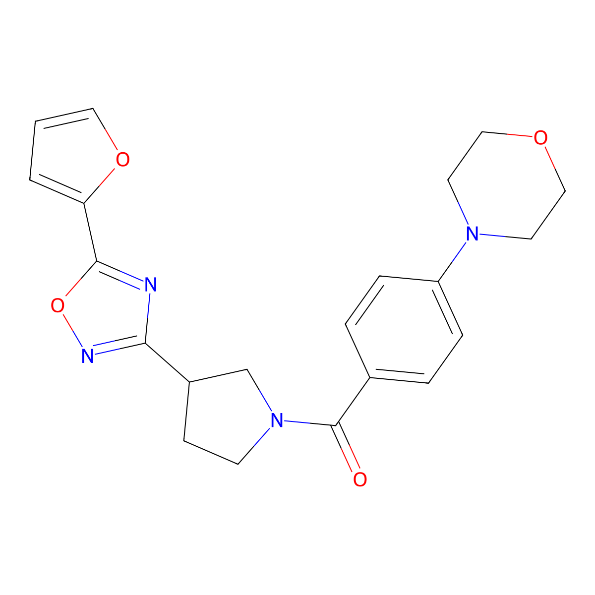 (3-(5-(Furan-2-yl)-1,2,4-oxadiazol-3-yl)pyrrolidin-1-yl)(4-morpholinophenyl)methanone molecular structure, CAS 2034350-97-3