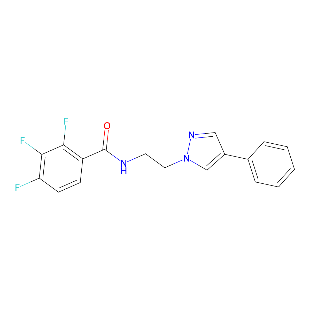 2,3,4-trifluoro-N-(2-(4-phenyl-1H-pyrazol-1-yl)ethyl)benzamide molecular structure, CAS 2034350-99-5