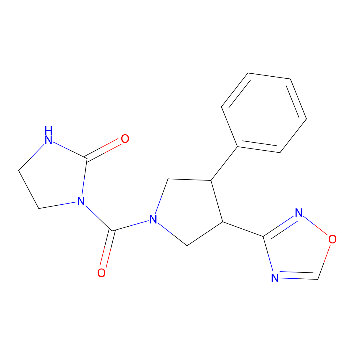 1-[3-(1,2,4-Oxadiazol-3-yl)-4-phenylpyrrolidine-1-carbonyl]imidazolidin-2-one molecular structure, CAS 2034351-00-1