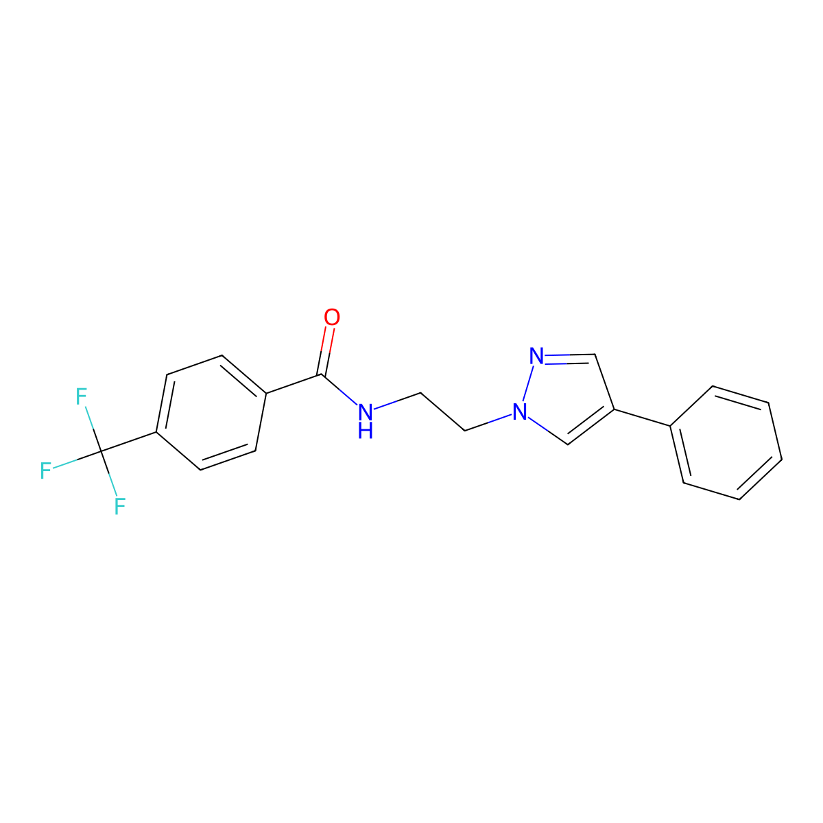 N-[2-(4-phenyl-1H-pyrazol-1-yl)ethyl]-4-(trifluoromethyl)benzamide molecular structure, CAS 2034351-09-0